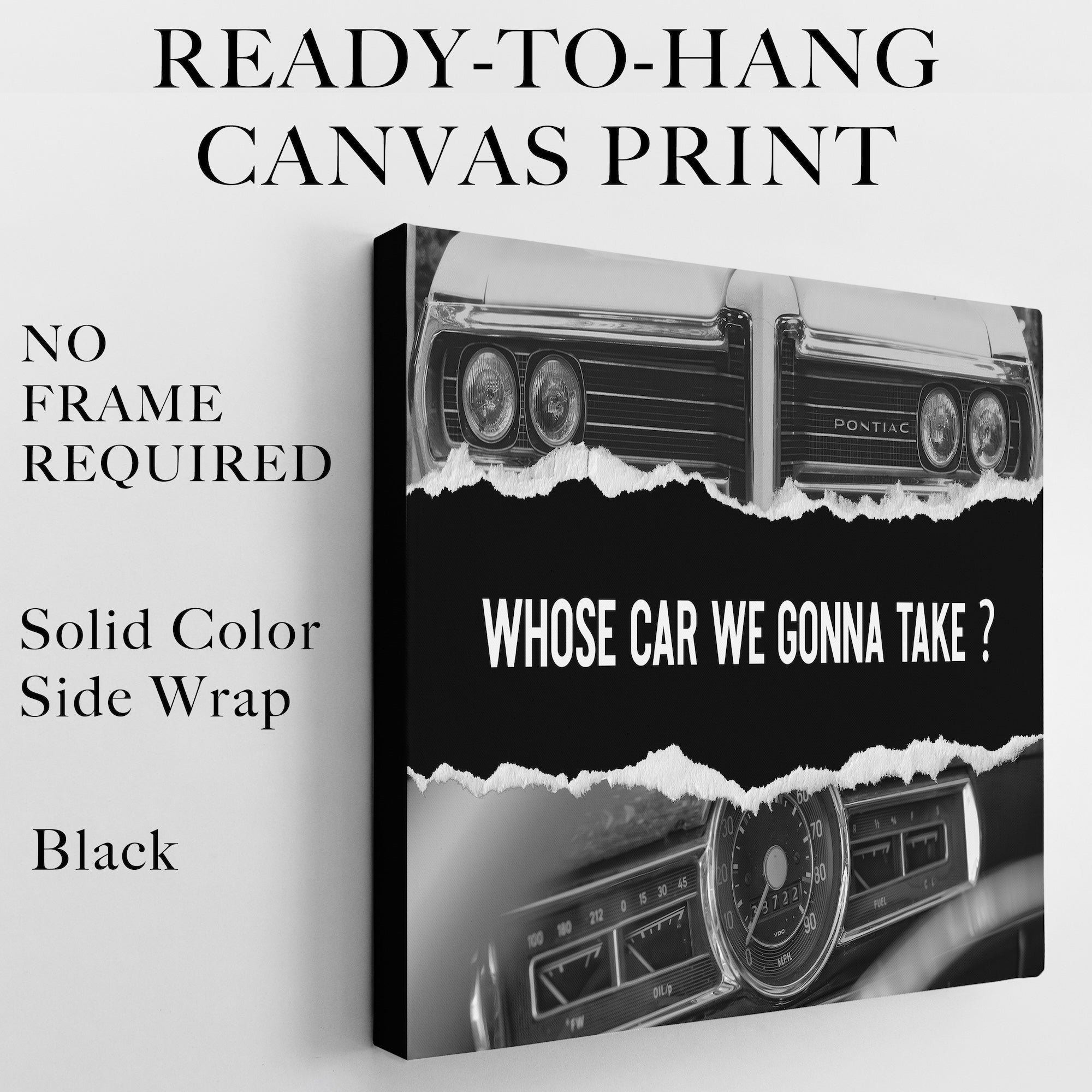 The Town - Vintage Car & Movie Quote: Whose Car We Gonna Take (Ready-to-Hang Canvas Wall Art Print)