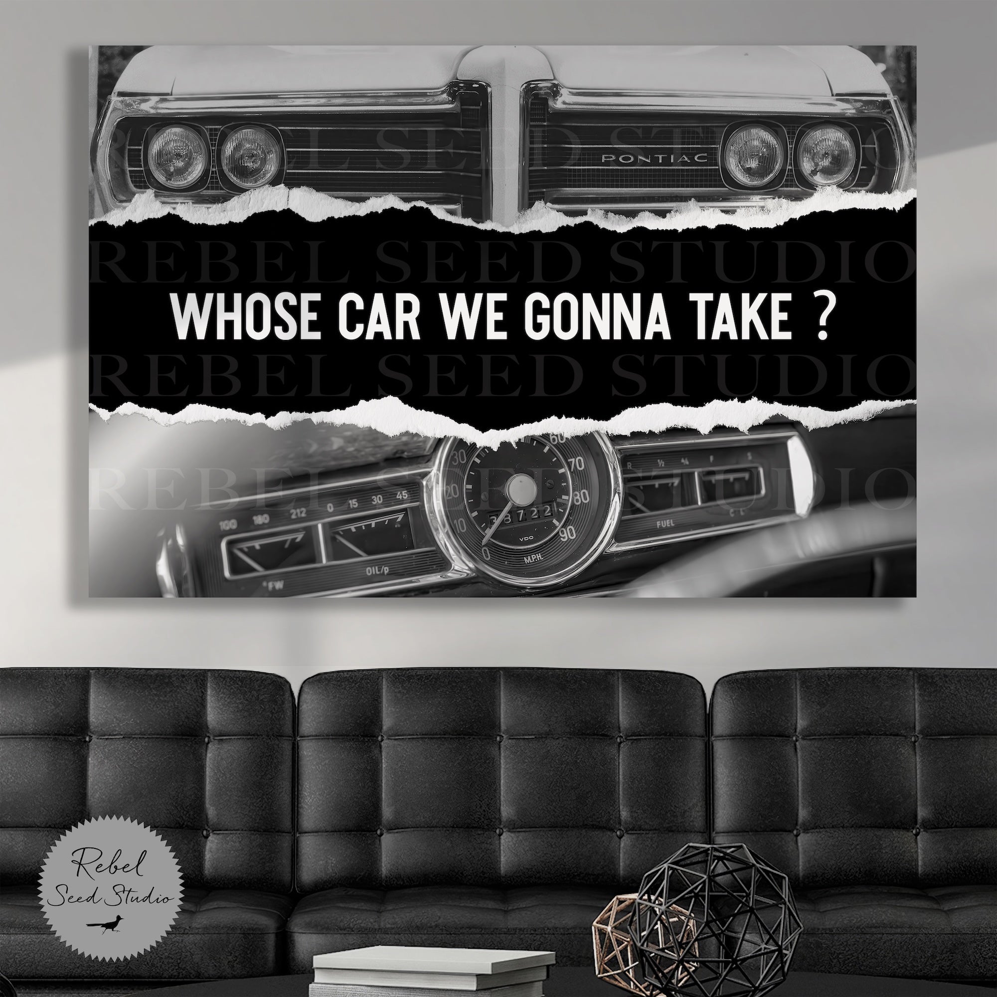 The Town - Vintage Car & Movie Quote: Whose Car We Gonna Take (Ready-to-Hang Canvas Wall Art Print)