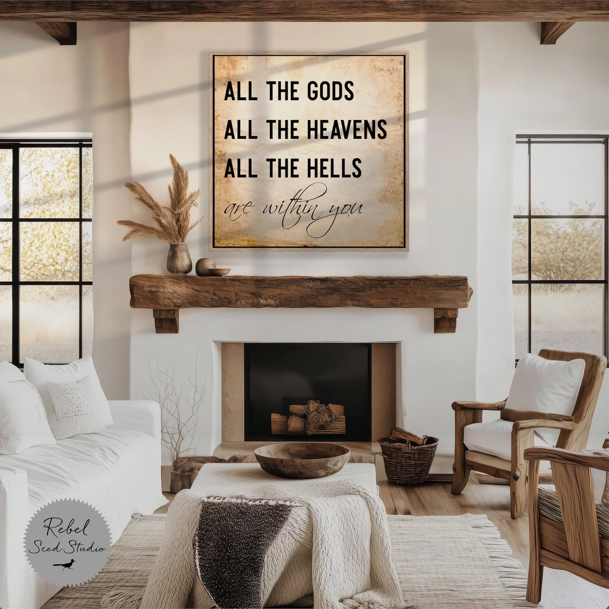 13 Hours Benghazi Movie Quote: All the Gods, All the Heavens, All the Hells Are Within You (Canvas Print | Ready-to-Hang Wall Art)