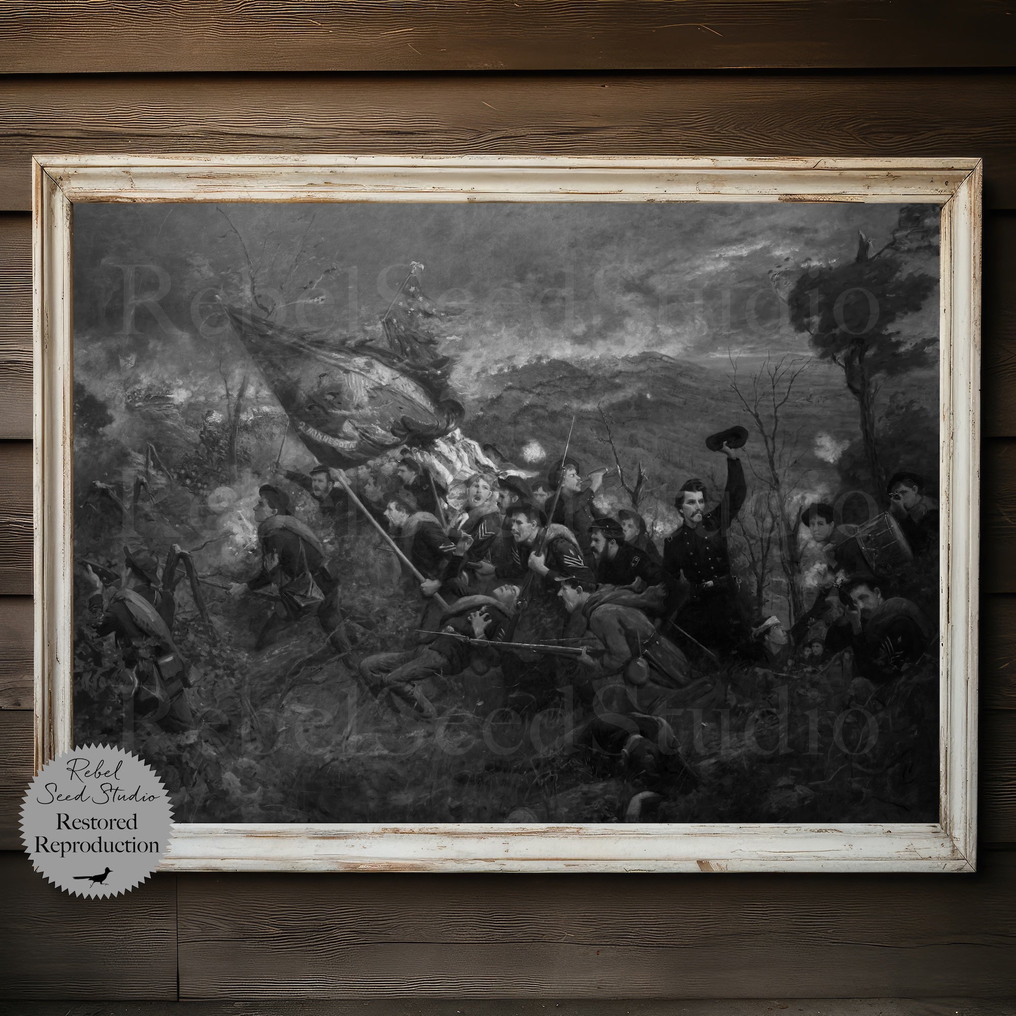 The 2nd Minnesota Regiment at Missionary Ridge | Civil War Battle | Painting Reproduction | Black & White and Color (Digital Download | Ready-to-Print Art)
