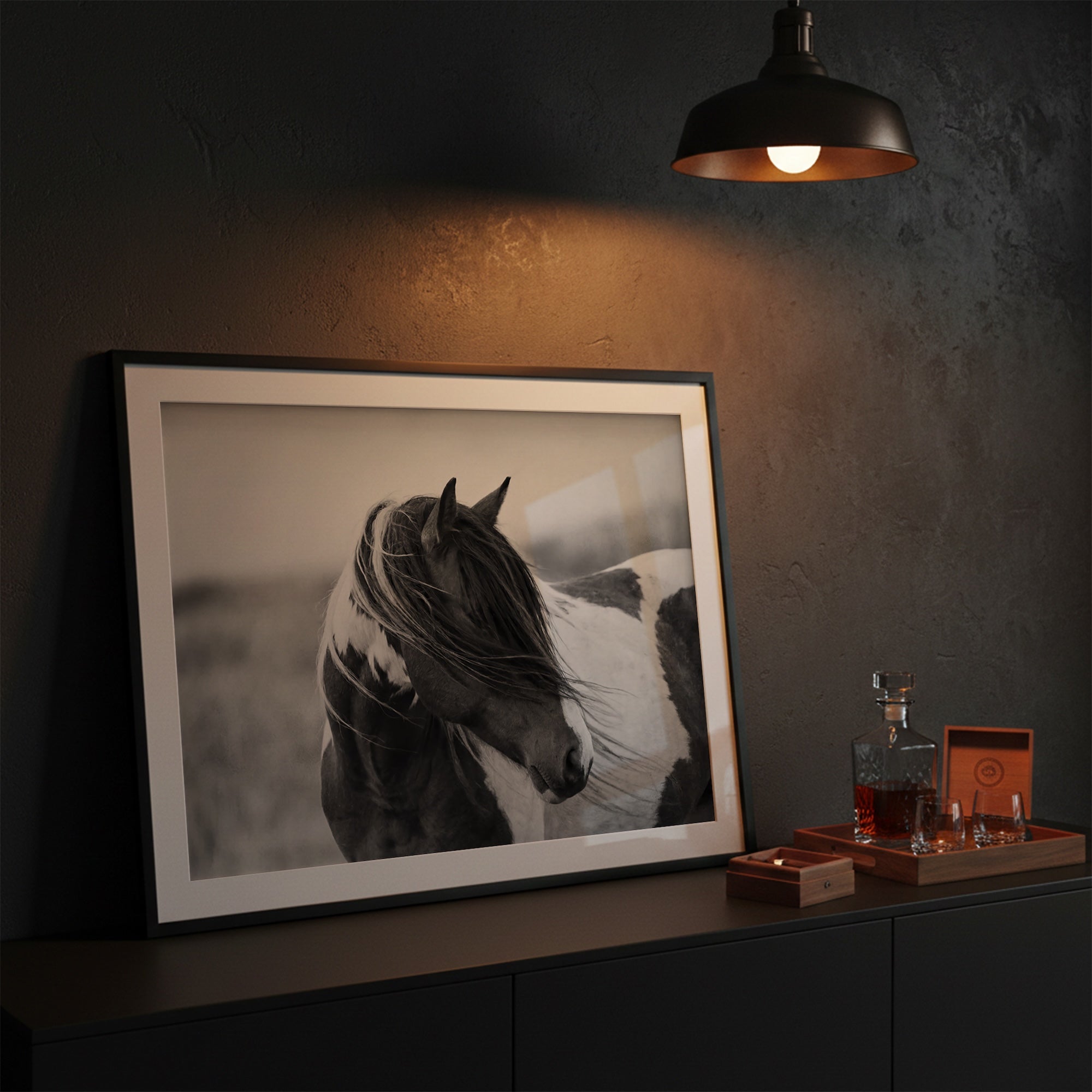 American Paint Horse: Western Black & White Art Print