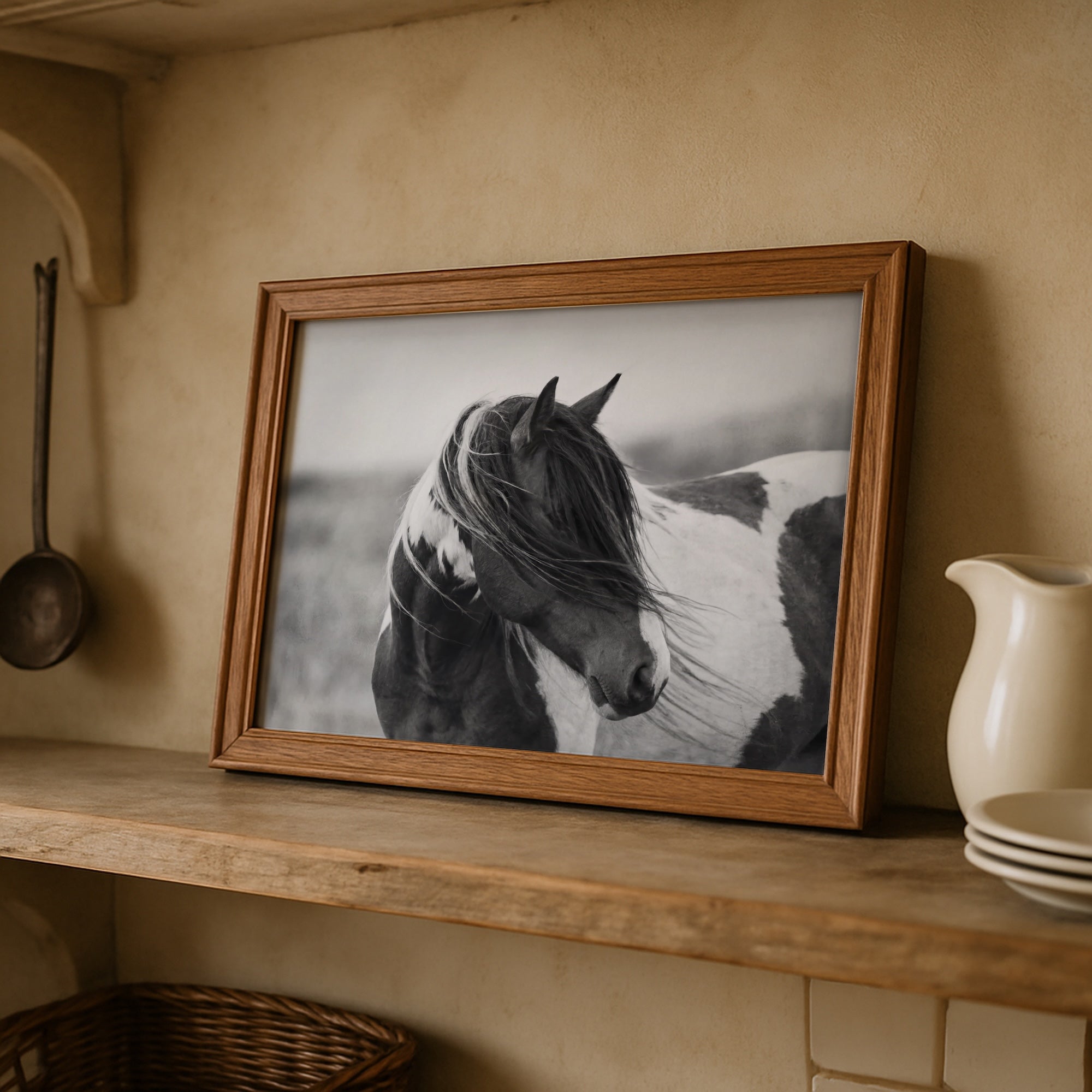 American Paint Horse: Western Black & White Art Print