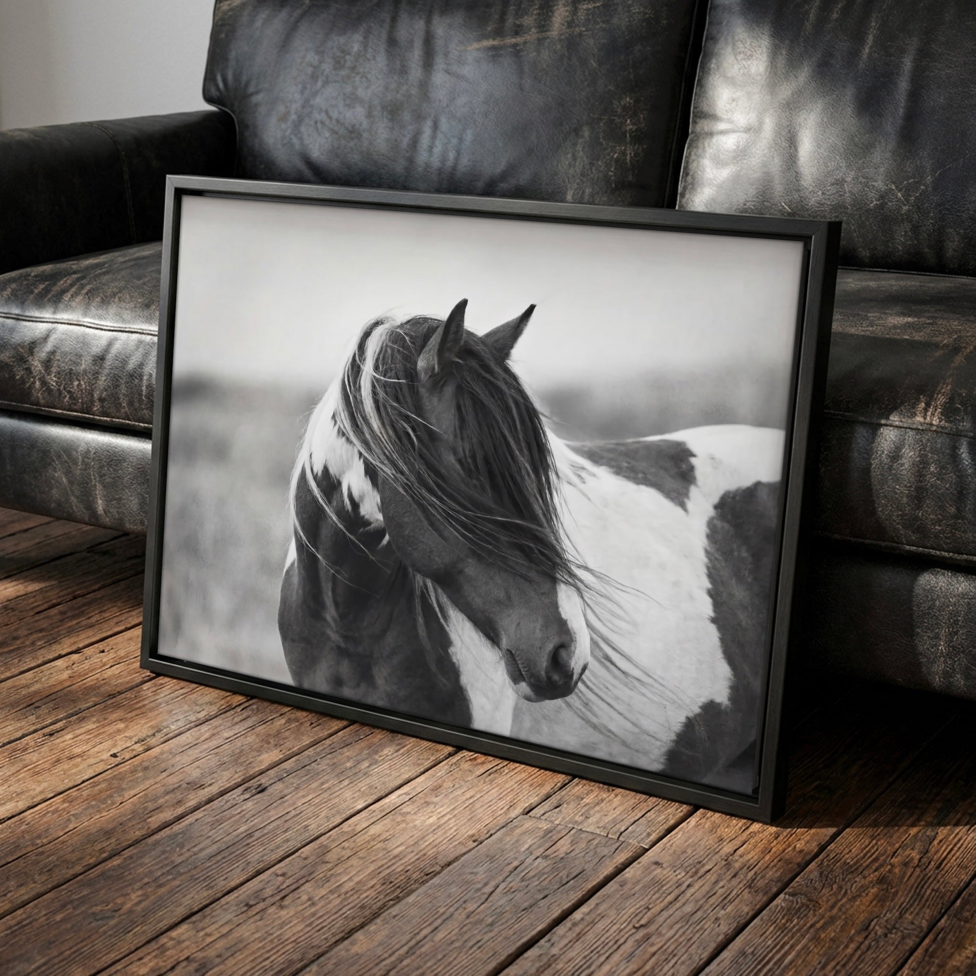 American Paint Horse: Western Black & White Art Print