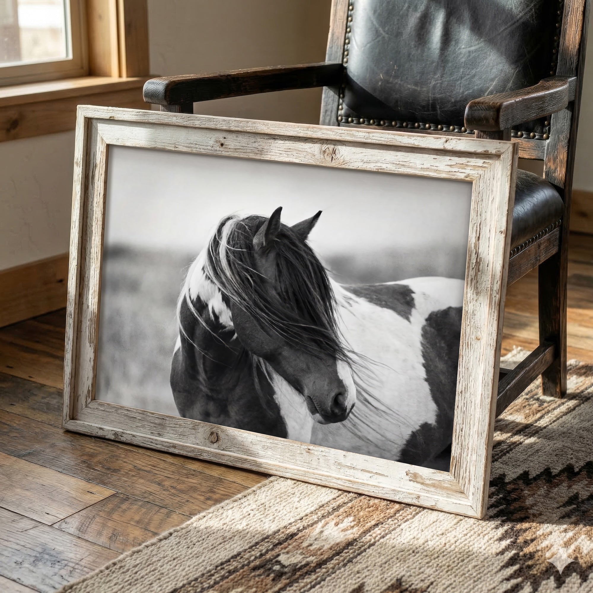 American Paint Horse: Western Black & White Art Print