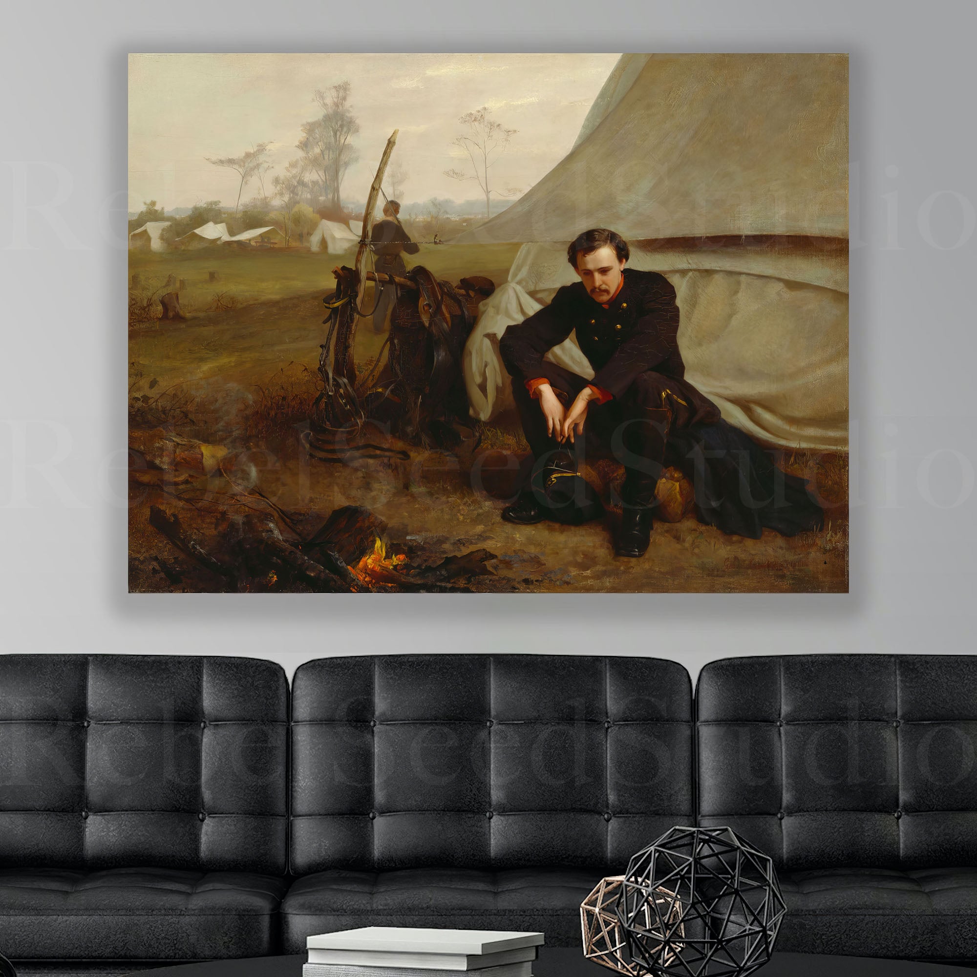 At the Front: Restored Civil War Soldier Painting Reproduction (Ready-to-Hang Canvas or Ready-to-Frame Fine Art Poster Print)