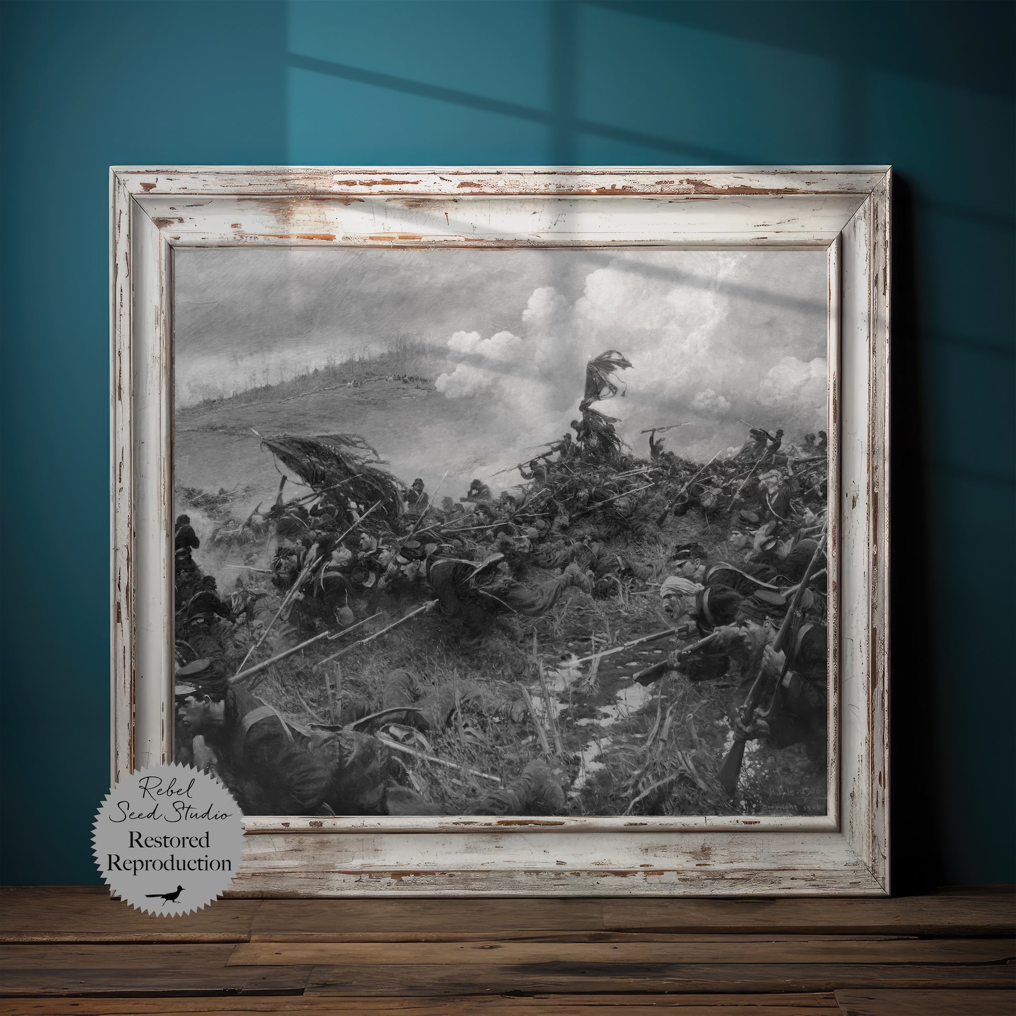 The Battle of Nashville | Civil War Painting Reproduction | Black & White or Color (Canvas Print | Ready-to-Hang Wall Art)