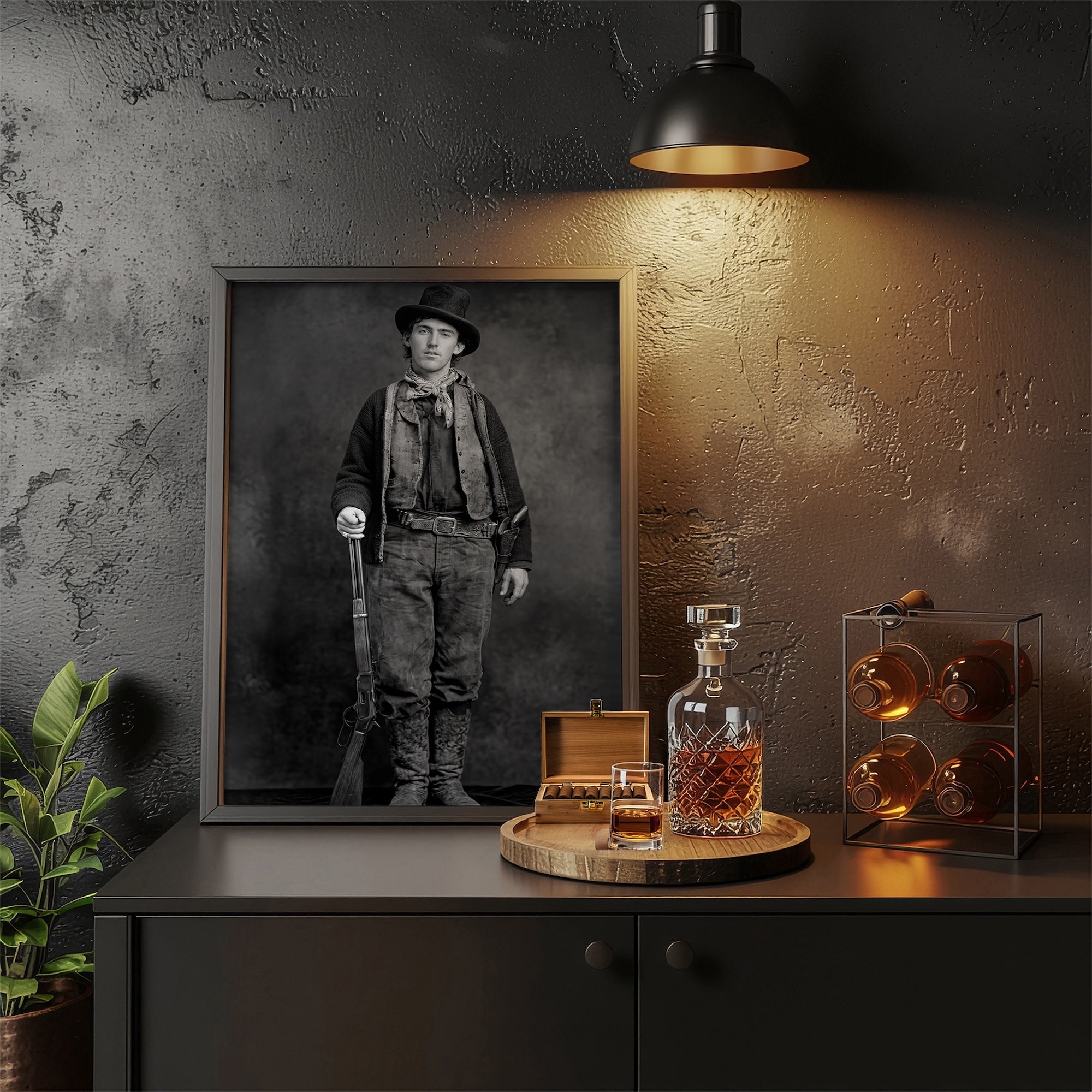 Billy the Kid: Recreated Old West Outlaw Black & White Photo (Art Print)