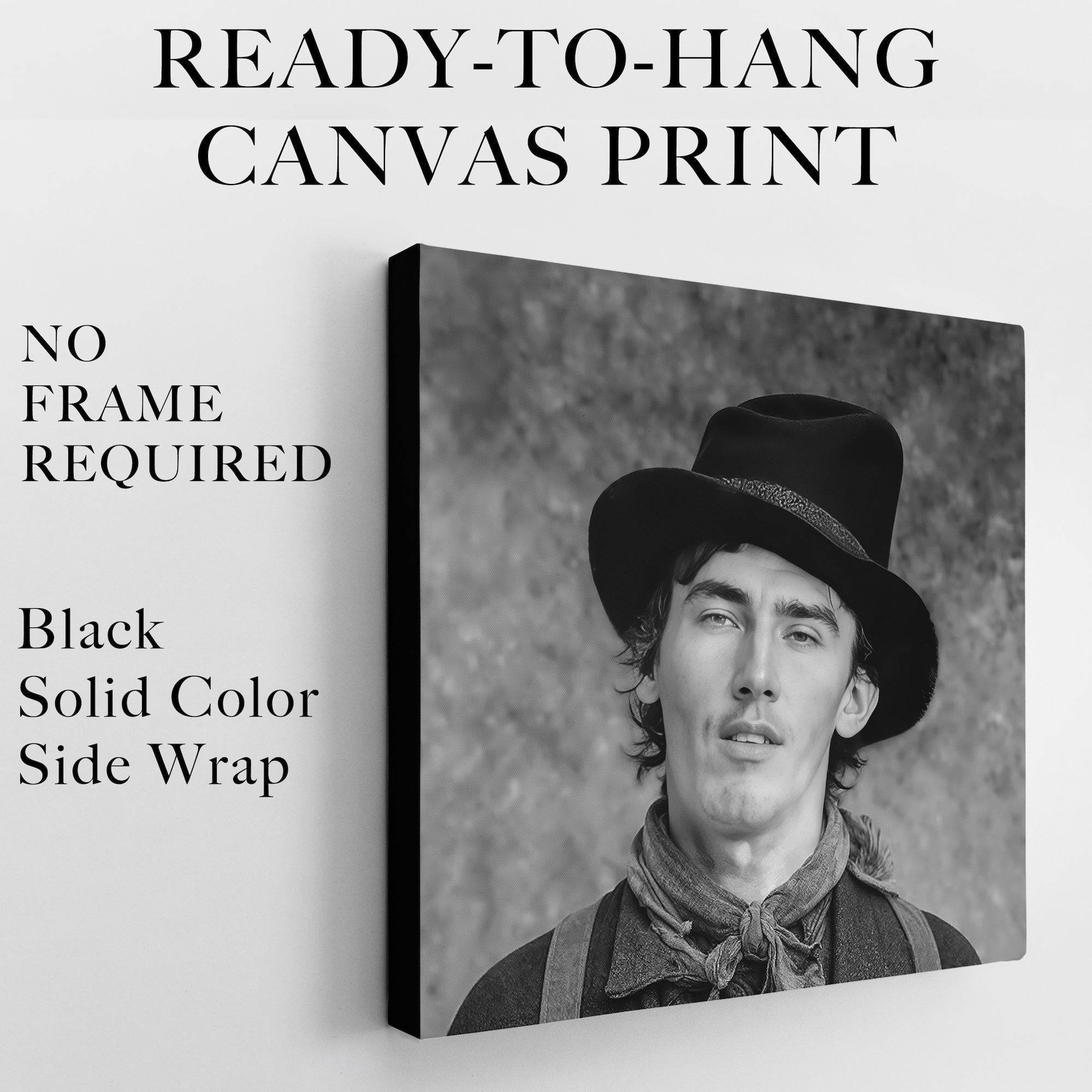 Billy the Kid Portrait - Vintage Restored Old West Outlaw Black & White or Colorized. Photograph (Art Print)