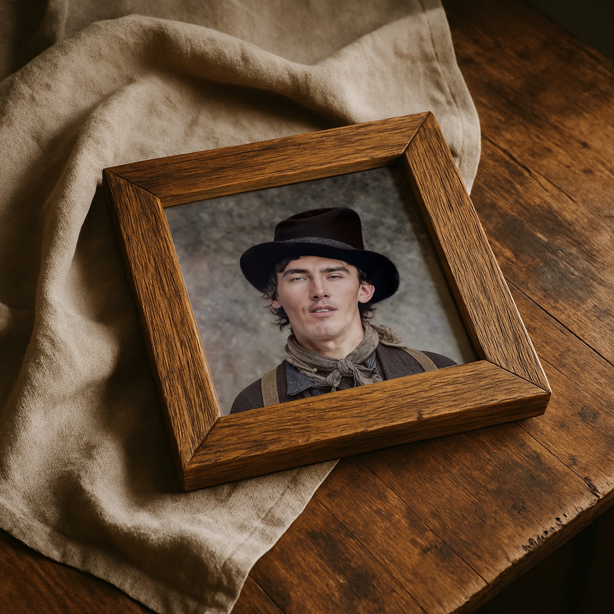 Billy the Kid Portrait - Vintage Restored Old West Outlaw Black & White or Colorized. Photograph (Art Print)