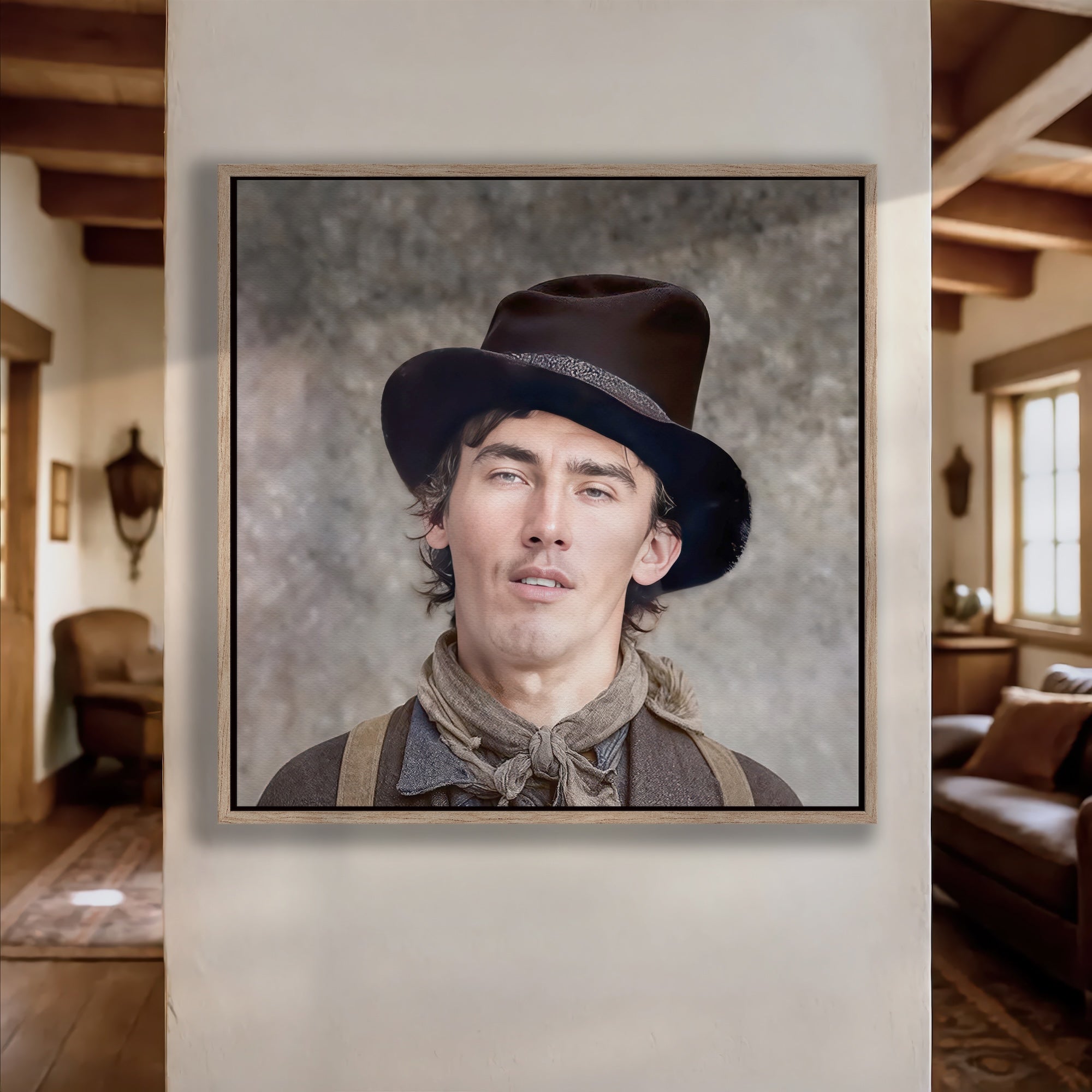 Billy the Kid Portrait - Vintage Restored Old West Outlaw Black & White or Colorized. Photograph (Art Print)