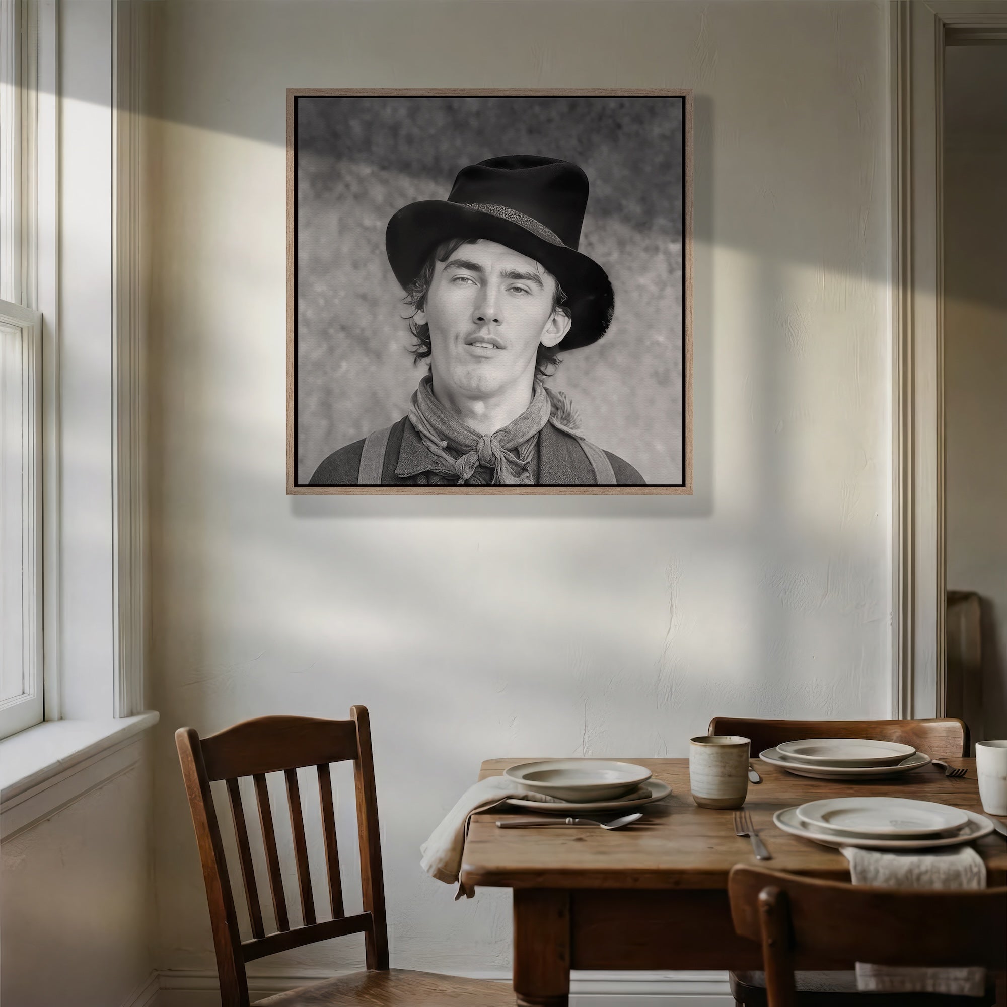 Billy the Kid Portrait - Vintage Restored Old West Outlaw Black & White or Colorized. Photograph (Art Print)