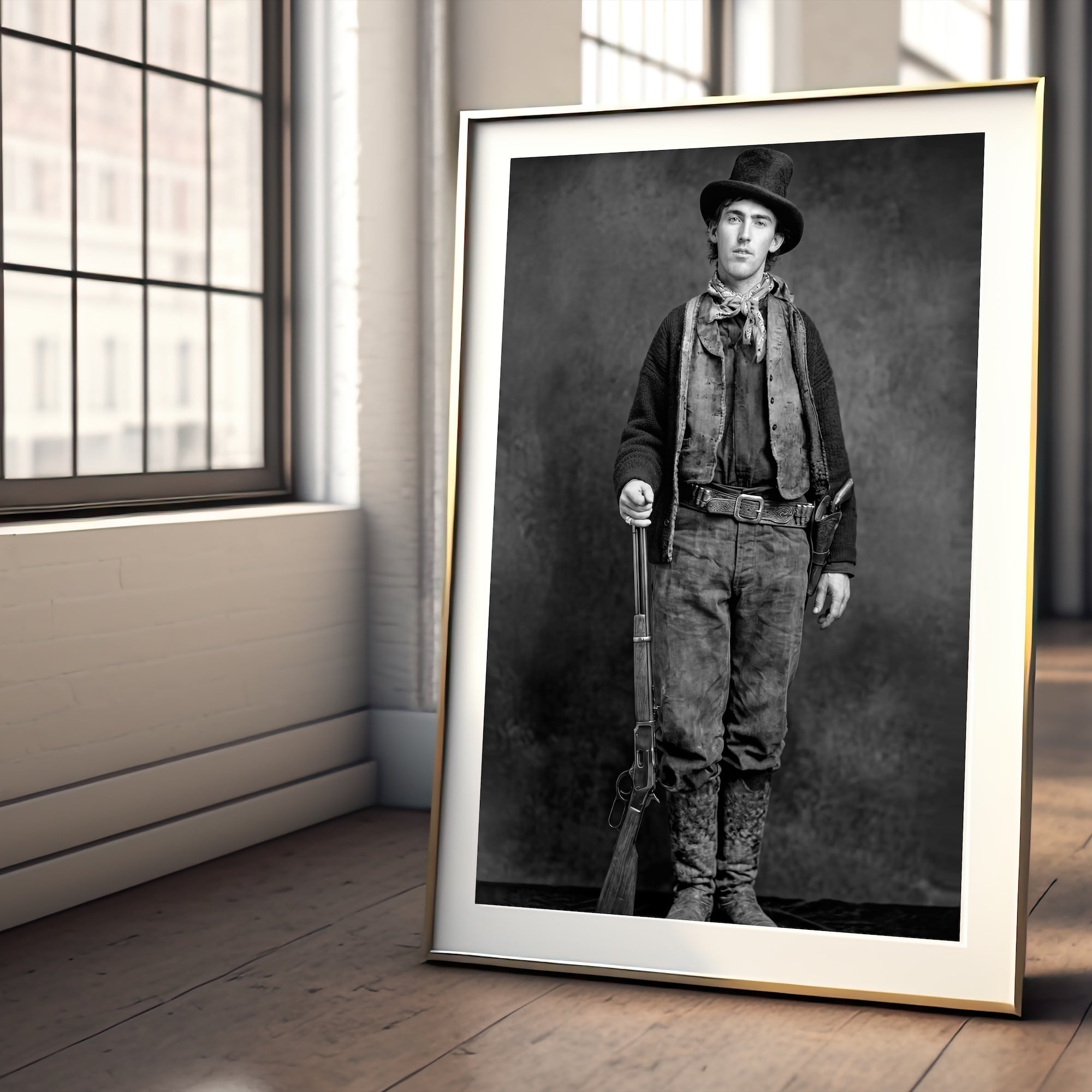 Billy the Kid: Recreated Old West Outlaw Black & White Photo (Art Print)