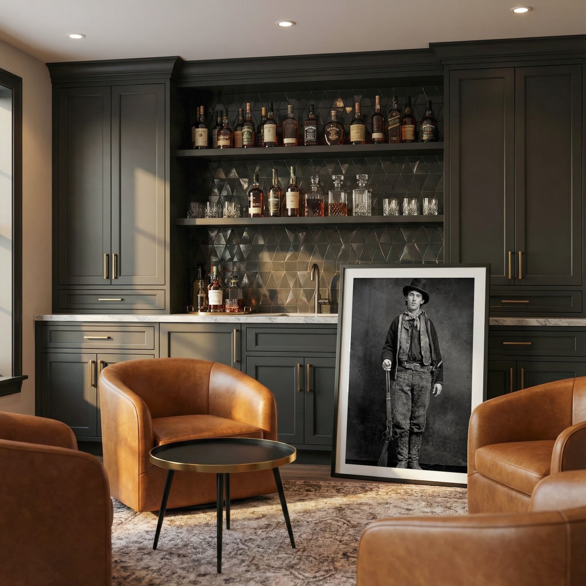Billy the Kid: Recreated Old West Outlaw Black & White Photo (Art Print)