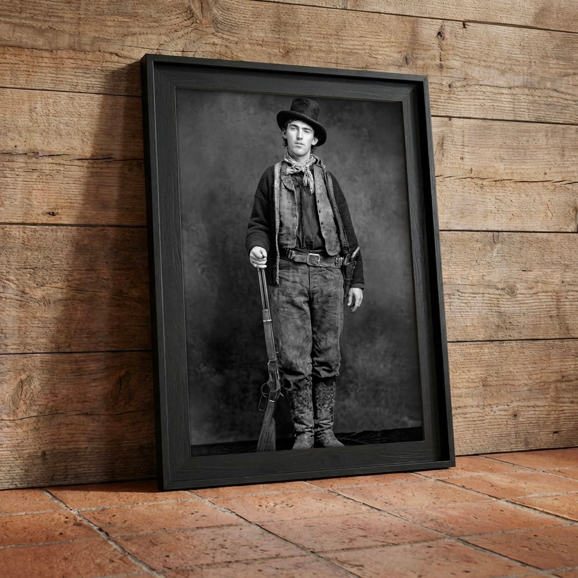 Billy the Kid: Recreated Old West Outlaw Black & White Photo (Art Print)
