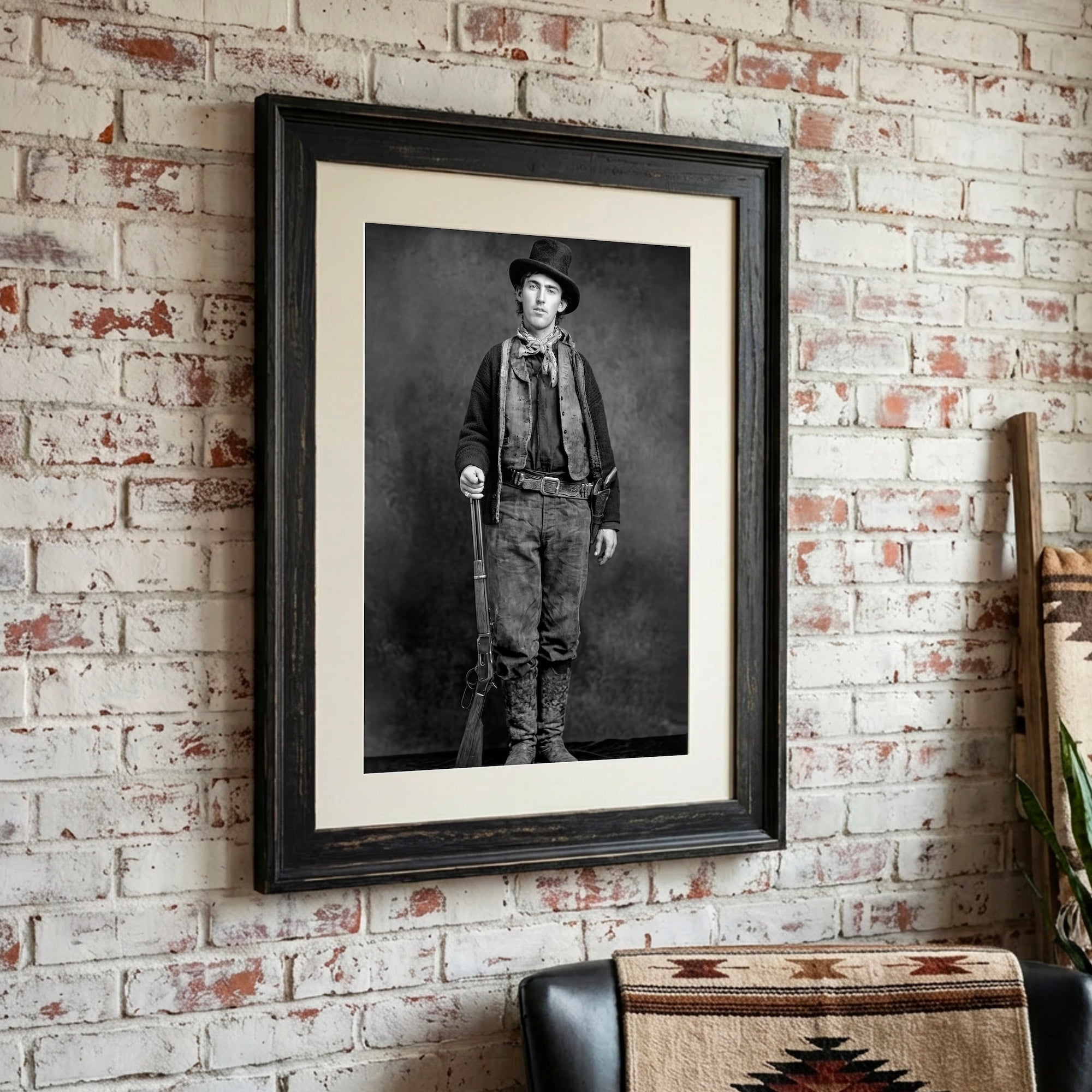 Billy the Kid: Recreated Old West Outlaw Black & White Photo (Art Print)