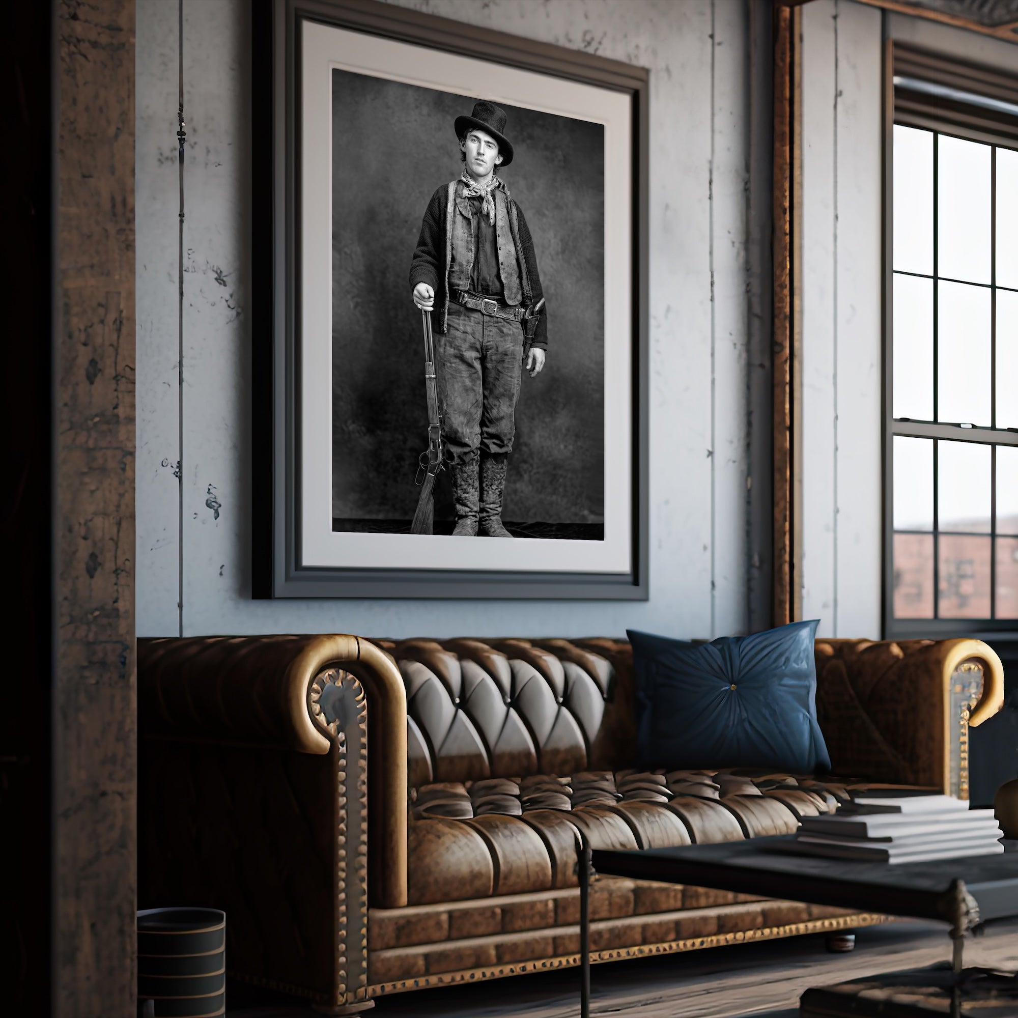 Billy the Kid: Recreated Old West Outlaw Black & White Photo (Art Print)