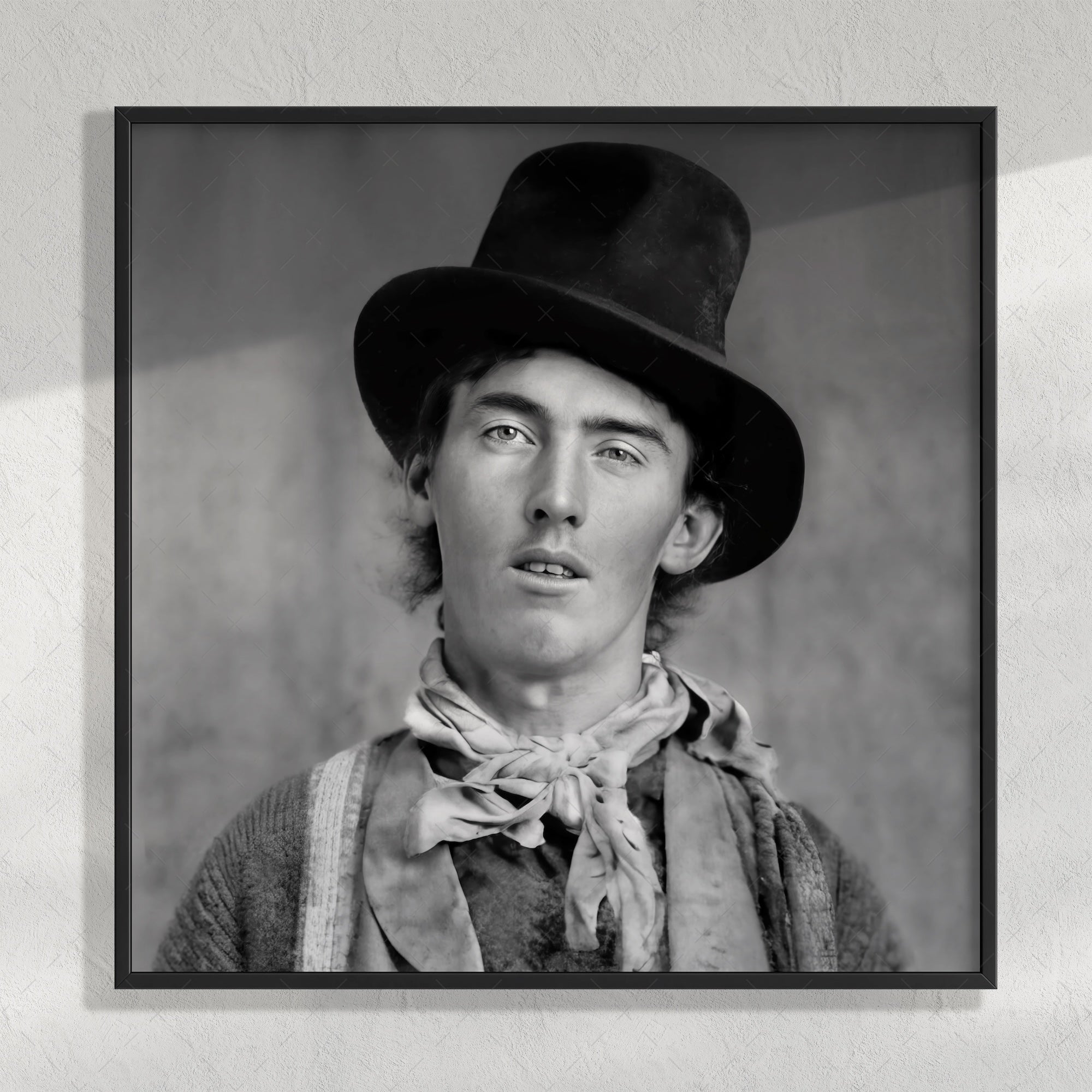 Billy the Kid Portrait - Restored Vintage Old West Black & White Outlaw Photo (Art Print)