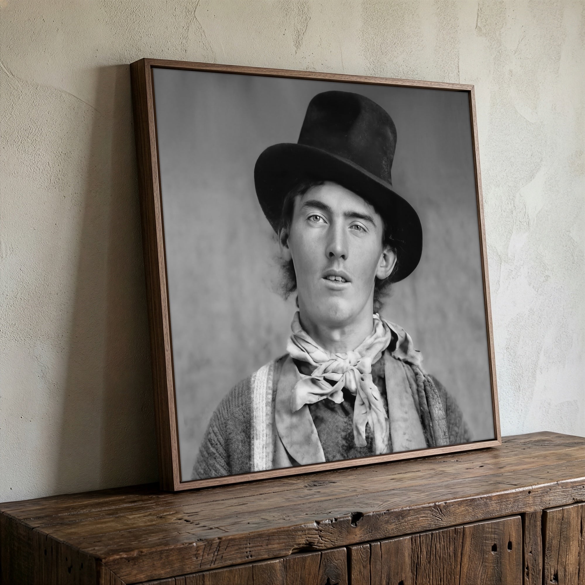 Billy the Kid Portrait - Restored Vintage Old West Black & White Outlaw Photo (Art Print)