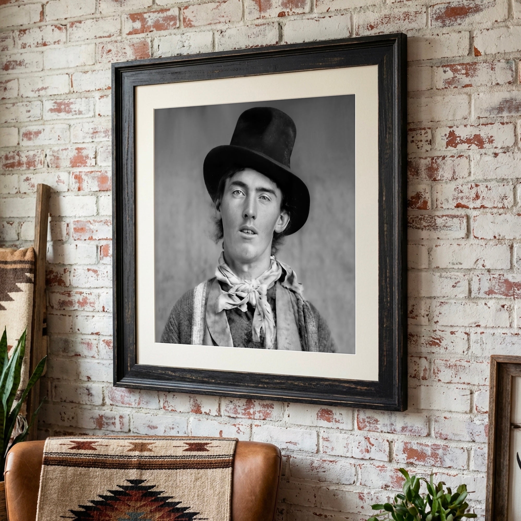 Billy the Kid Portrait - Restored Vintage Old West Black & White Outlaw Photo (Art Print)