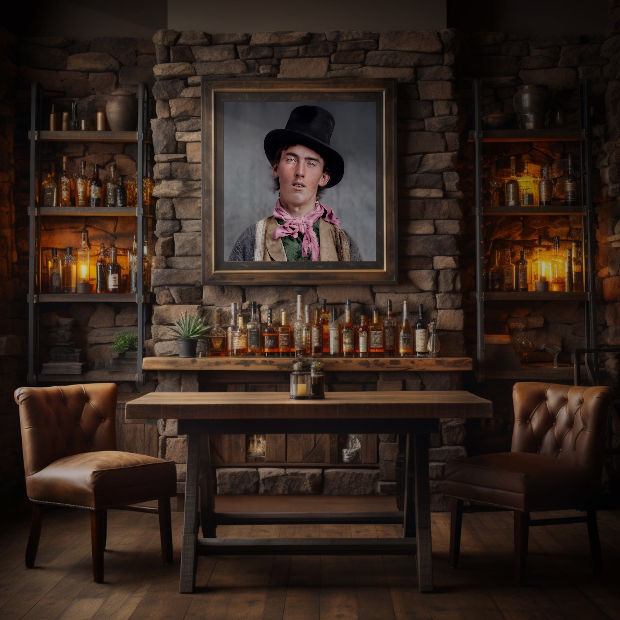 Billy the Kid Portrait: Restored Colorized Vintage Old West Outlaw Photo (Art Print)