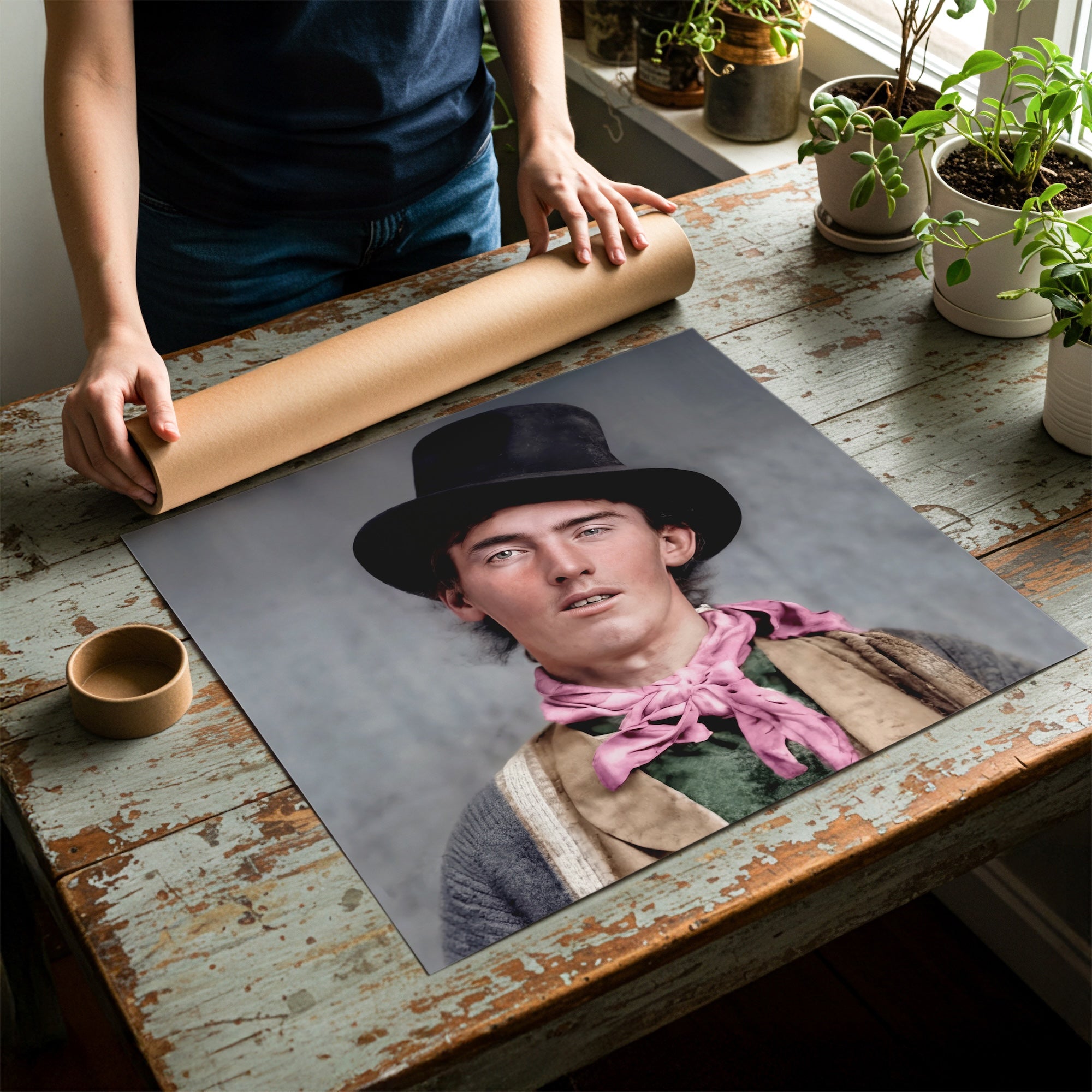 Billy the Kid Portrait: Restored Colorized Vintage Old West Outlaw Photo (Art Print)