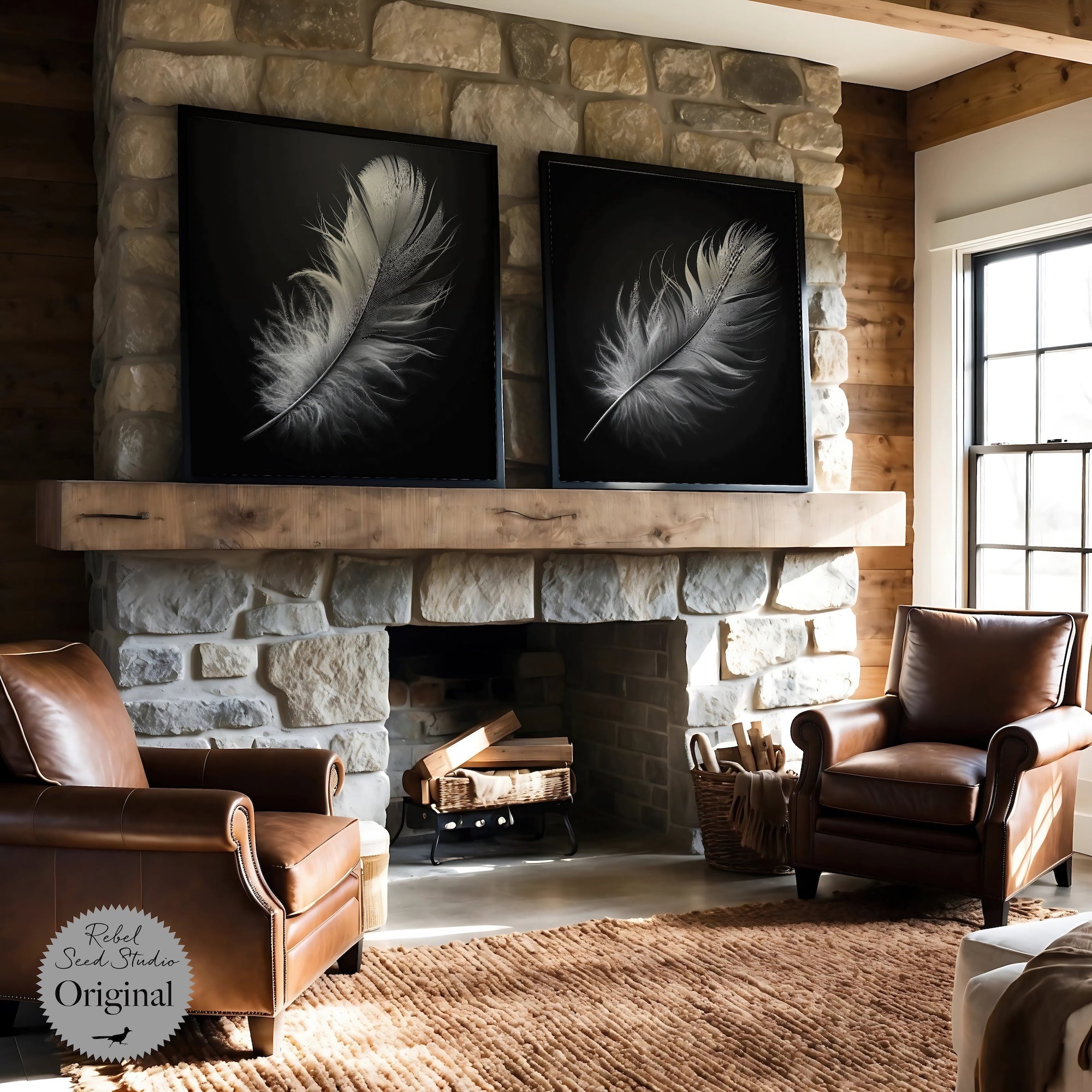 Black, White & Blue Feathers Bundle (Digital Download | Ready-to-Print Art)