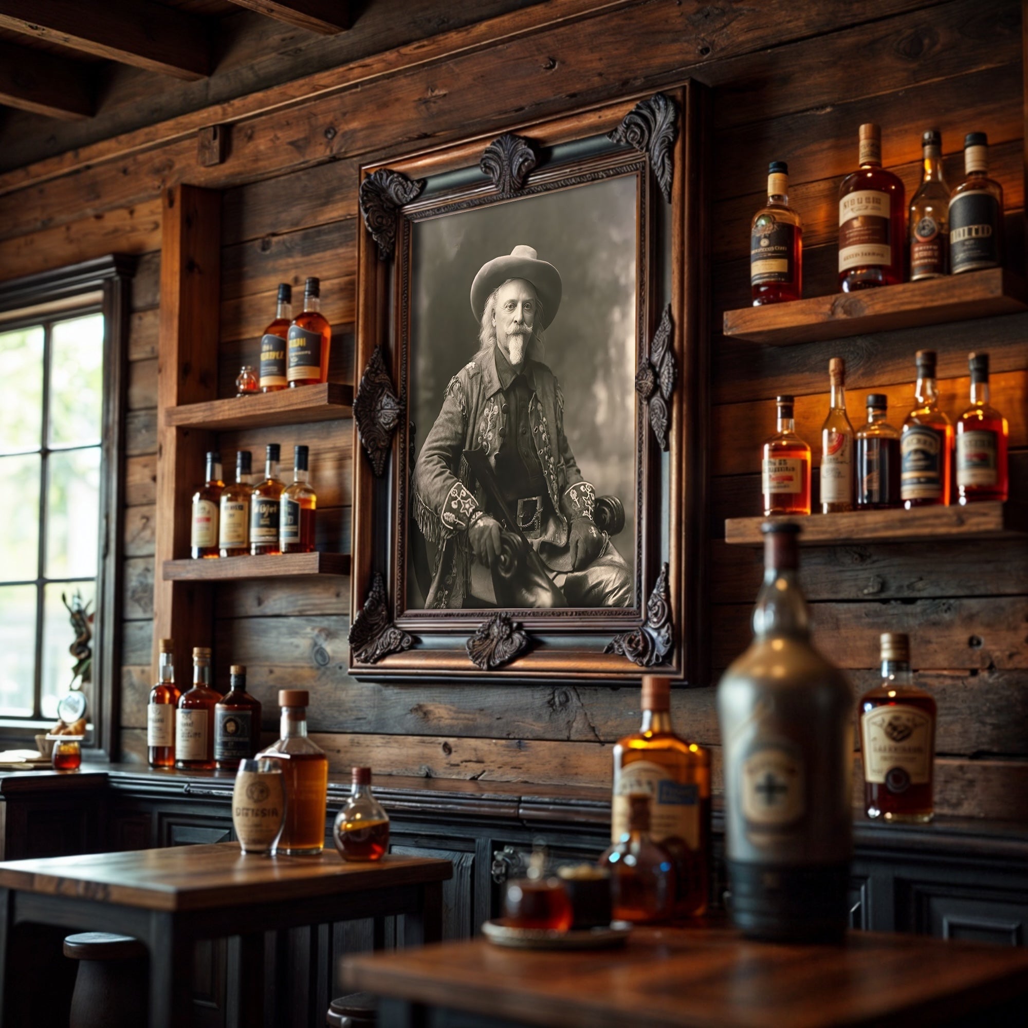 Buffalo Bill Cody: Vintage Old West Frontiersman Sepia Tone Photograph (Art Print)