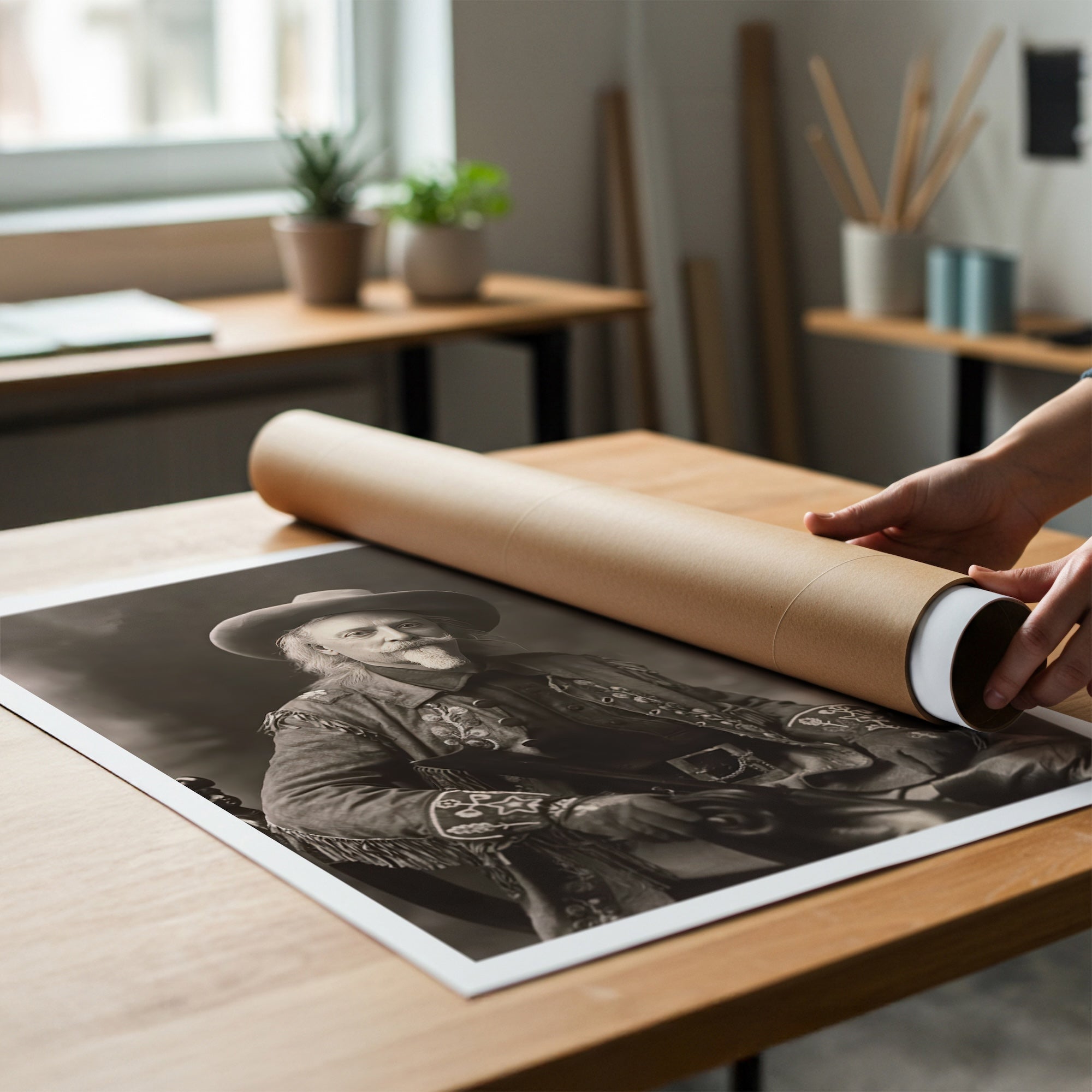 Buffalo Bill Cody: Vintage Old West Frontiersman Sepia Tone Photograph (Art Print)