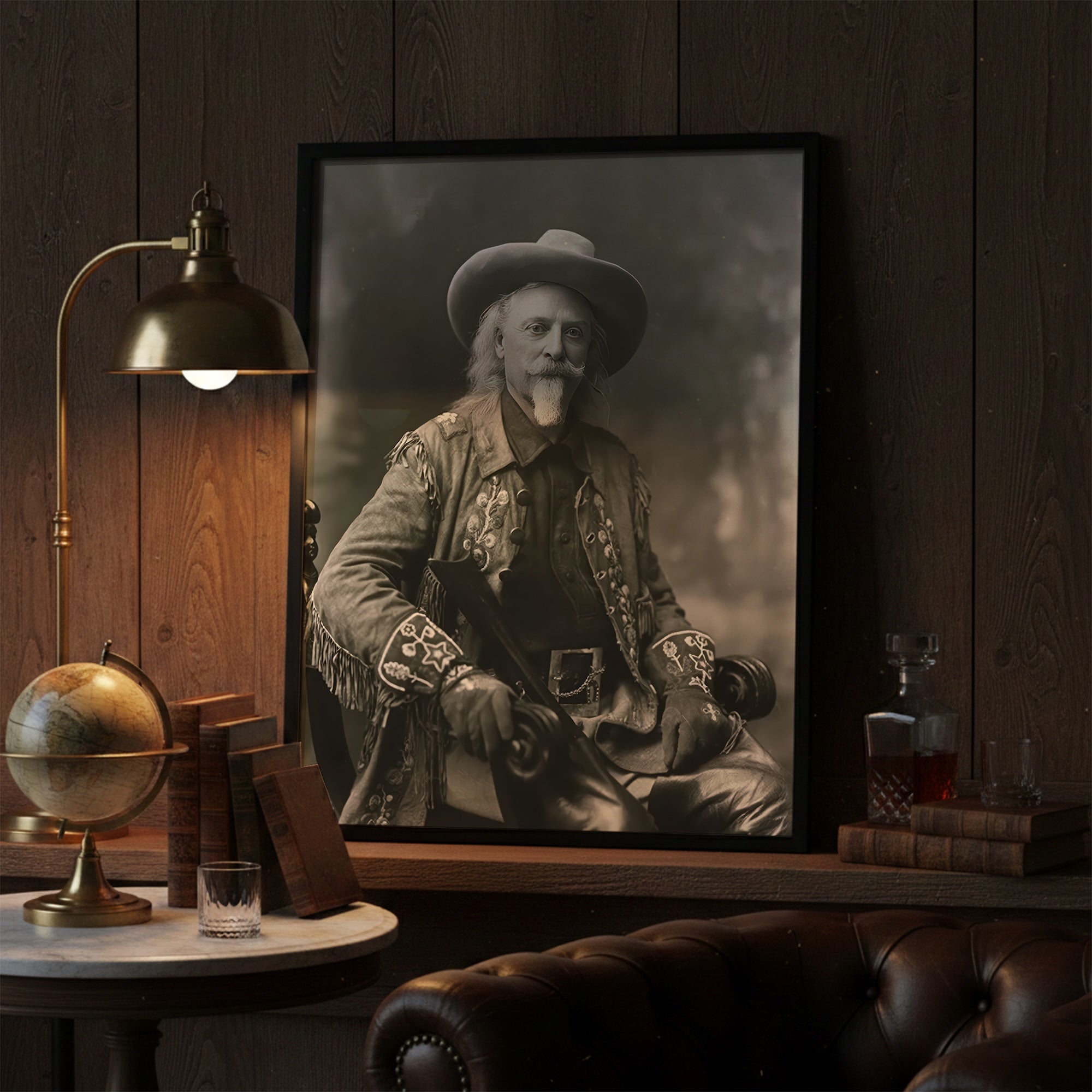 Buffalo Bill Cody: Vintage Old West Frontiersman Sepia Tone Photograph (Art Print)
