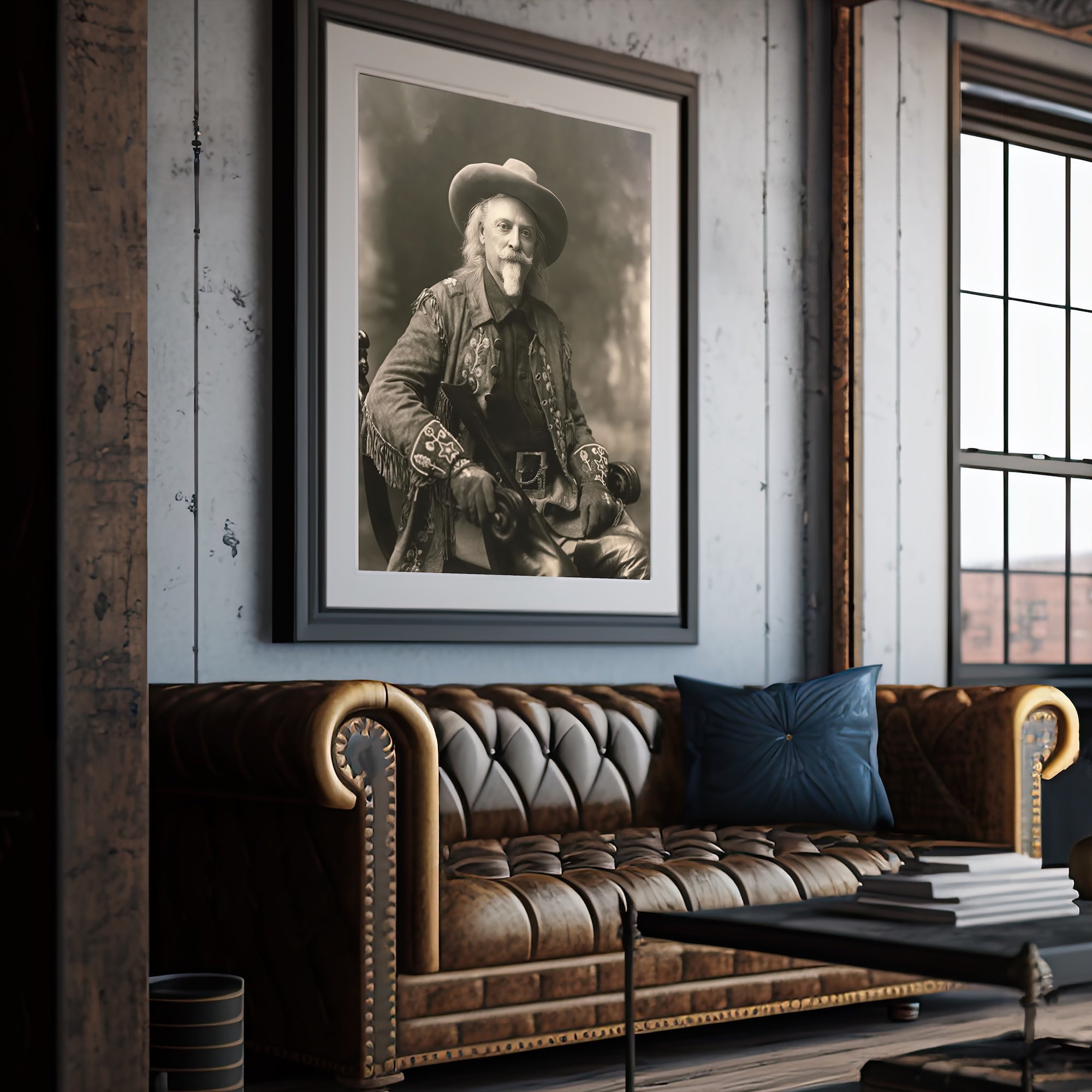 Buffalo Bill Cody: Vintage Old West Frontiersman Sepia Tone Photograph (Art Print)