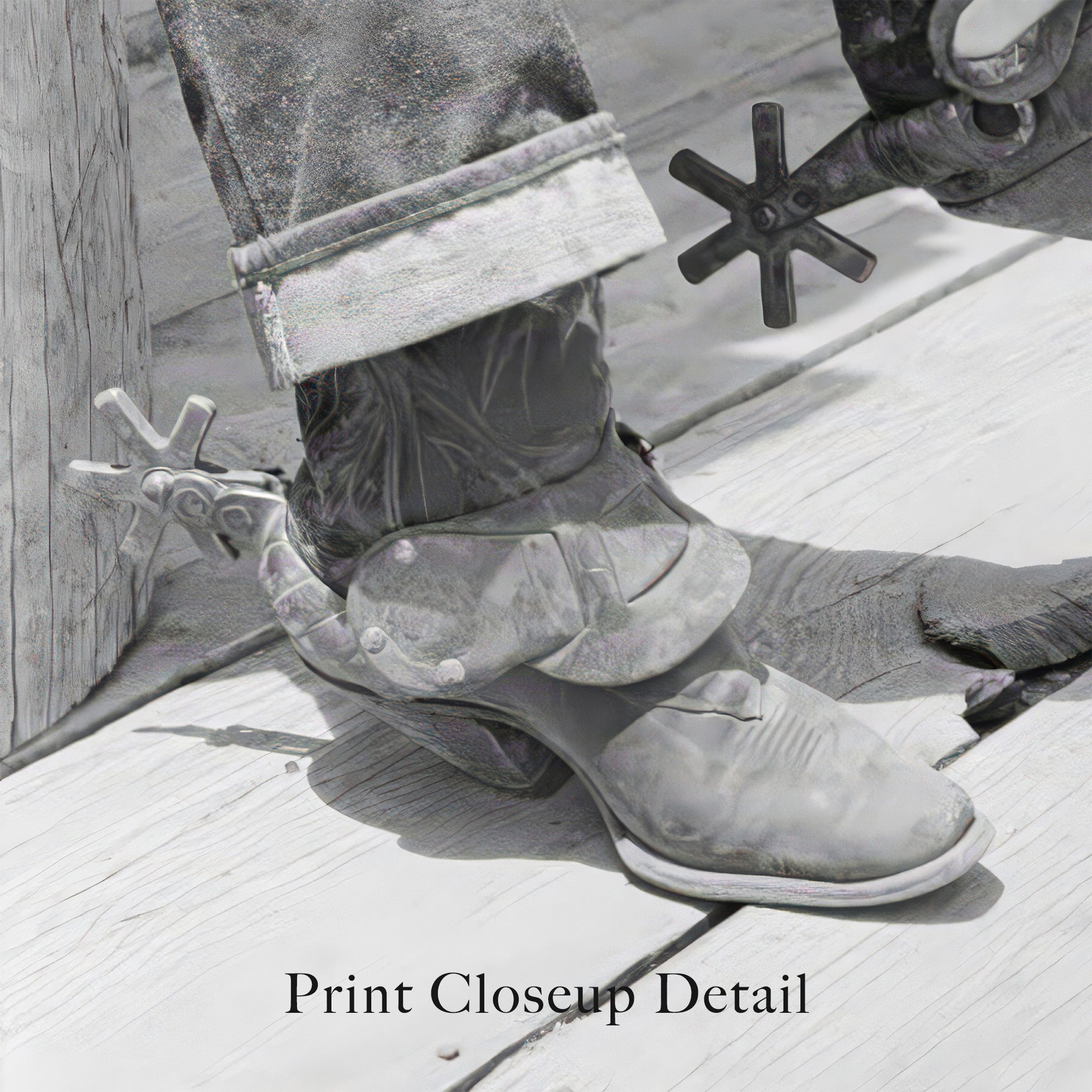 Cowboy Boots & Spurs: Vintage Western Black & White Photograph (Art Print)