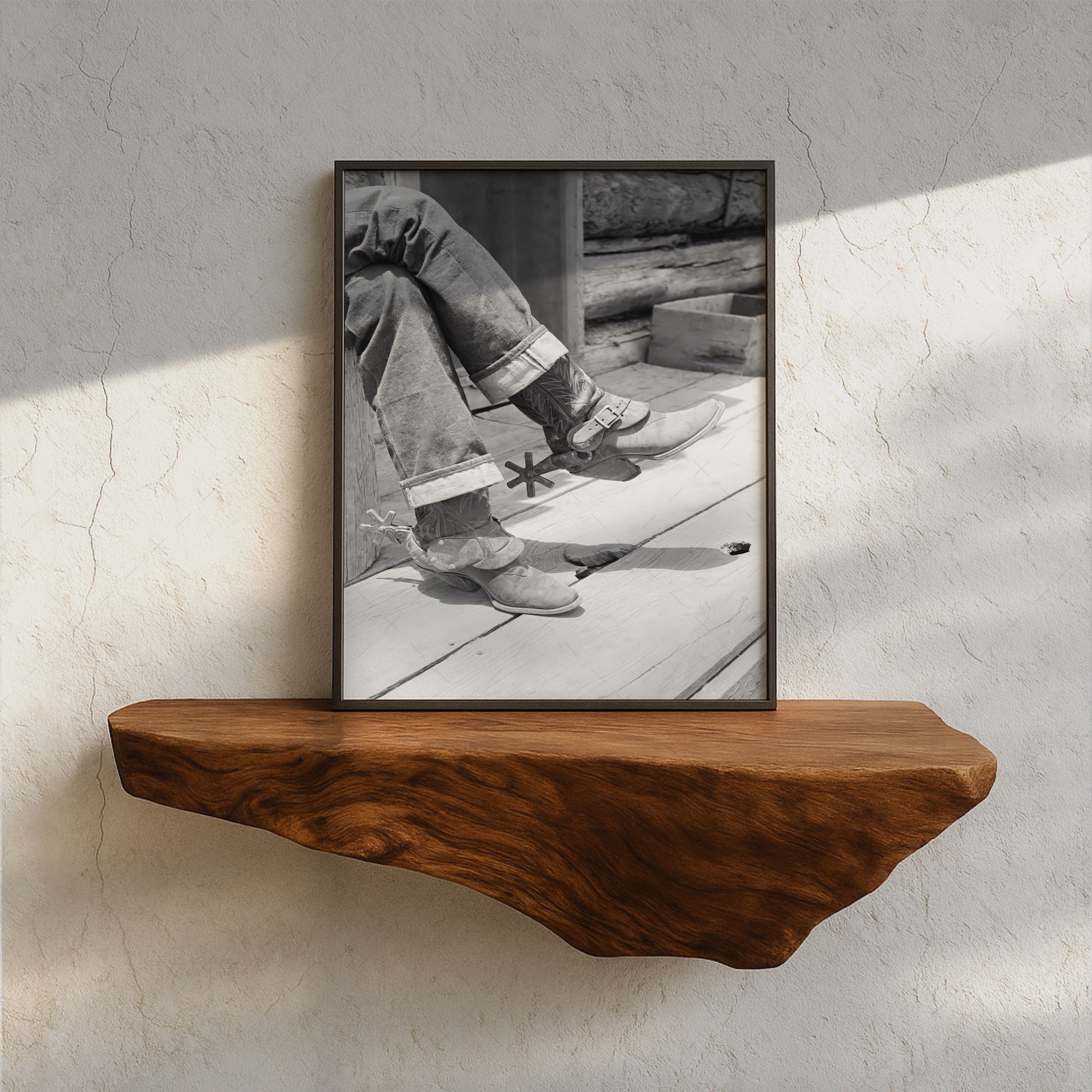 Cowboy Boots & Spurs: Vintage Western Black & White Photograph (Art Print)