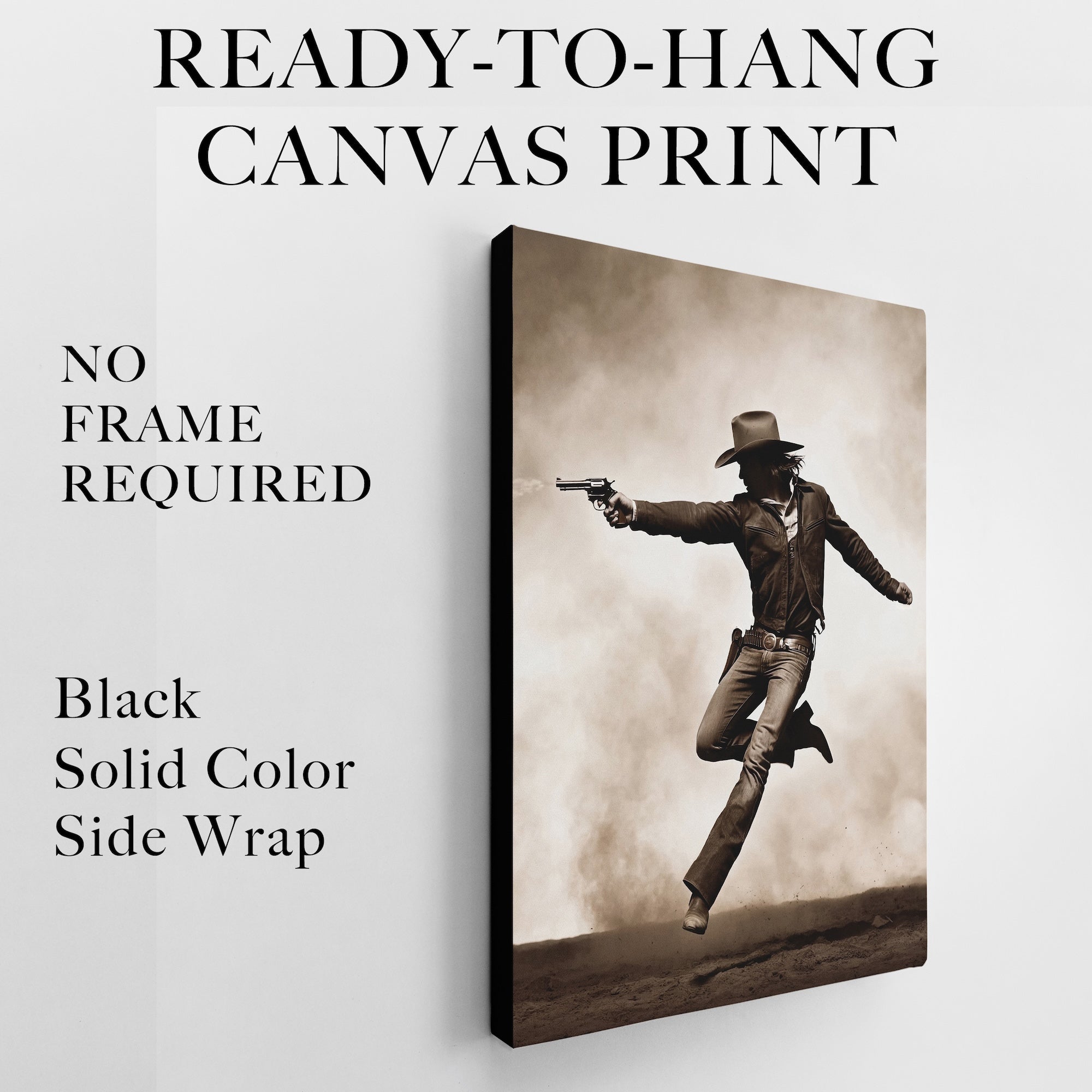 Cowboy Pistoleer: Wild West Shootout - Vintage Sepia Art Print