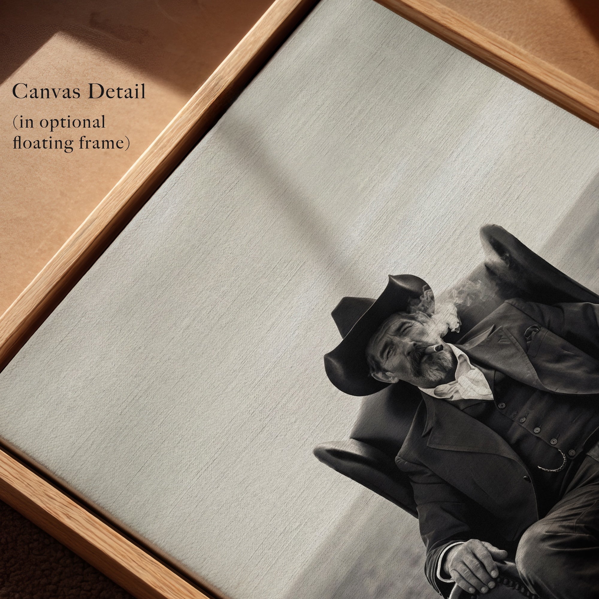 Cowboy Smoking Cigar: Vintage Western Outlaw - Black & White Art Print