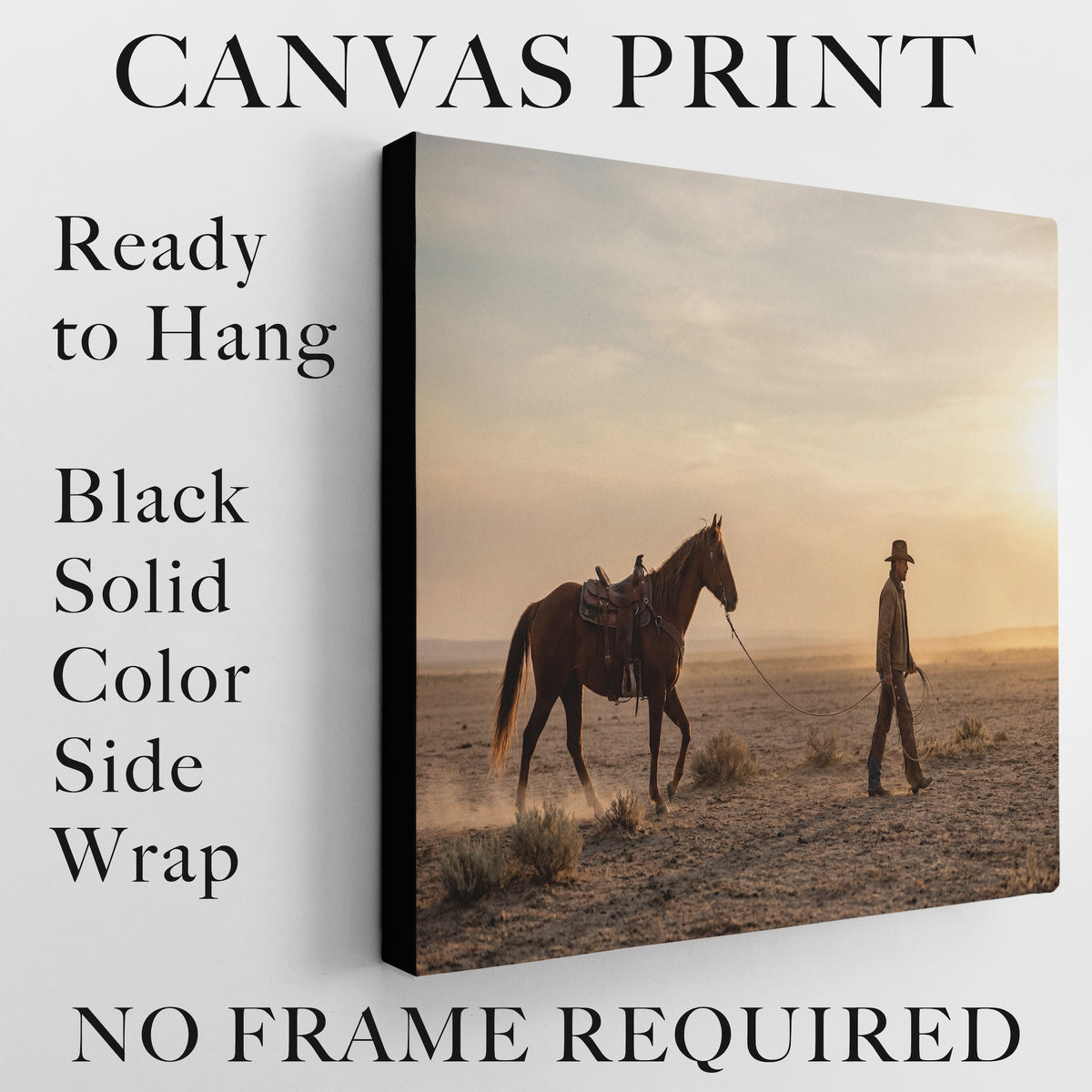 Cowboy Walking His Horse in the Desert: Vintage Western Photo Art Print