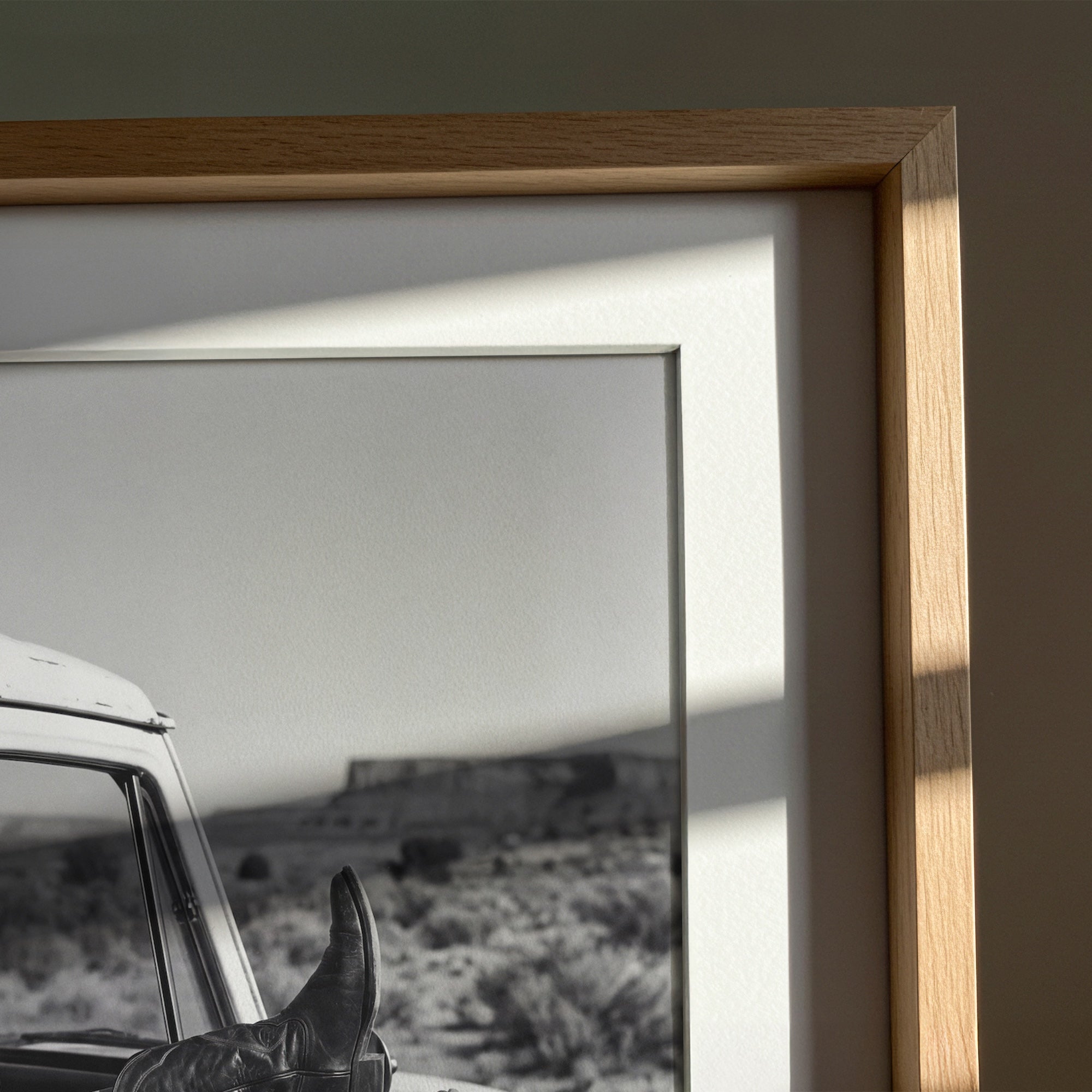 Cowgirl Boots & Pickup Truck: Western Desert Black & White Photo Art Print