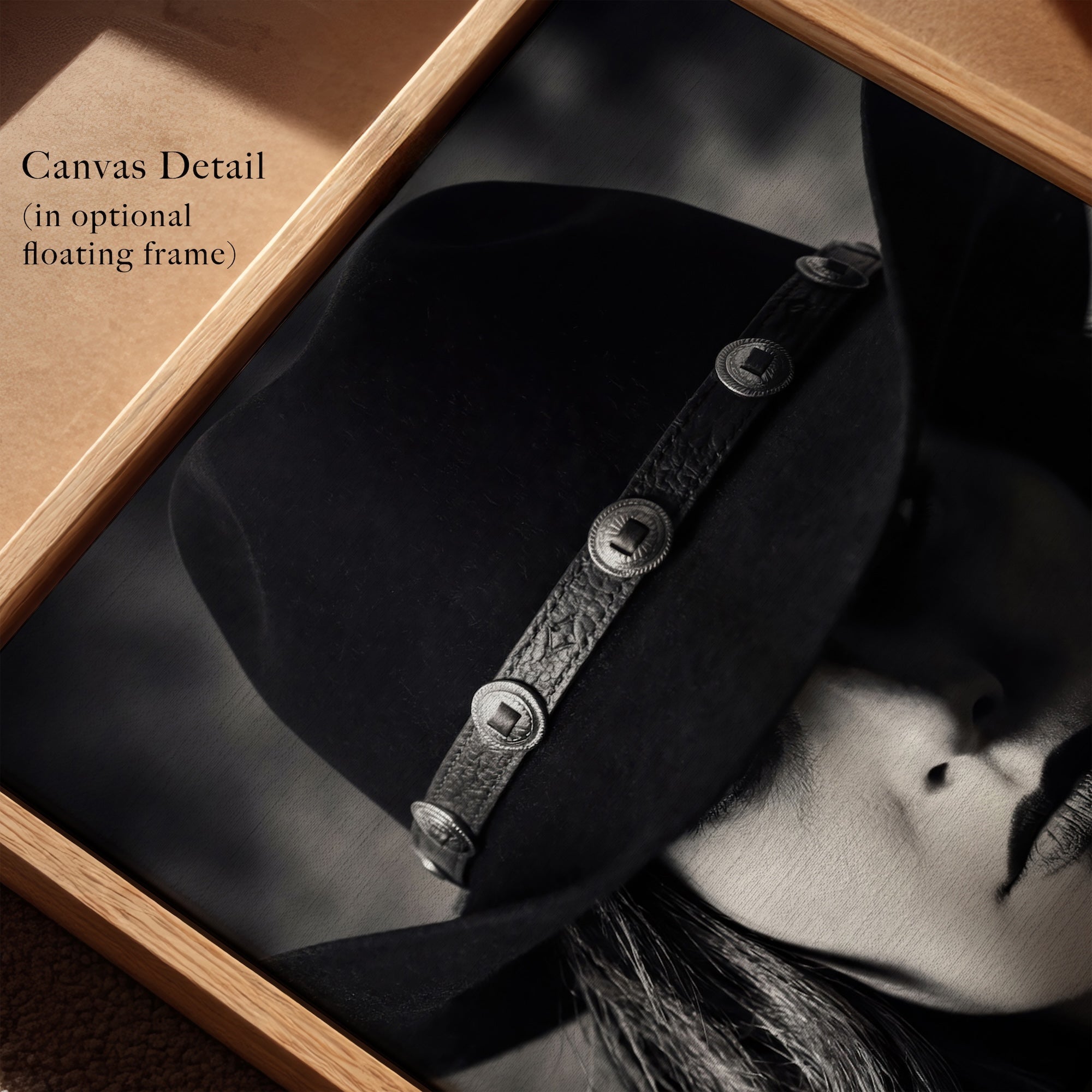 Cowgirl in Cowboy Hat: Western Black & White Photo Style Art Print