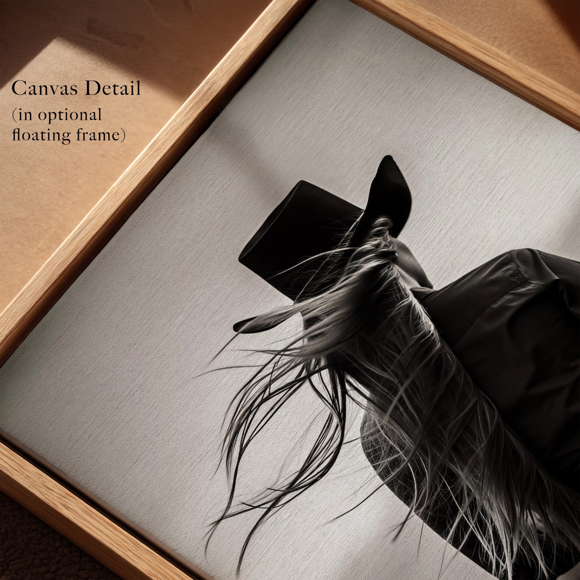 Cowgirl on Horseback: Western Woman Black & White Art Print