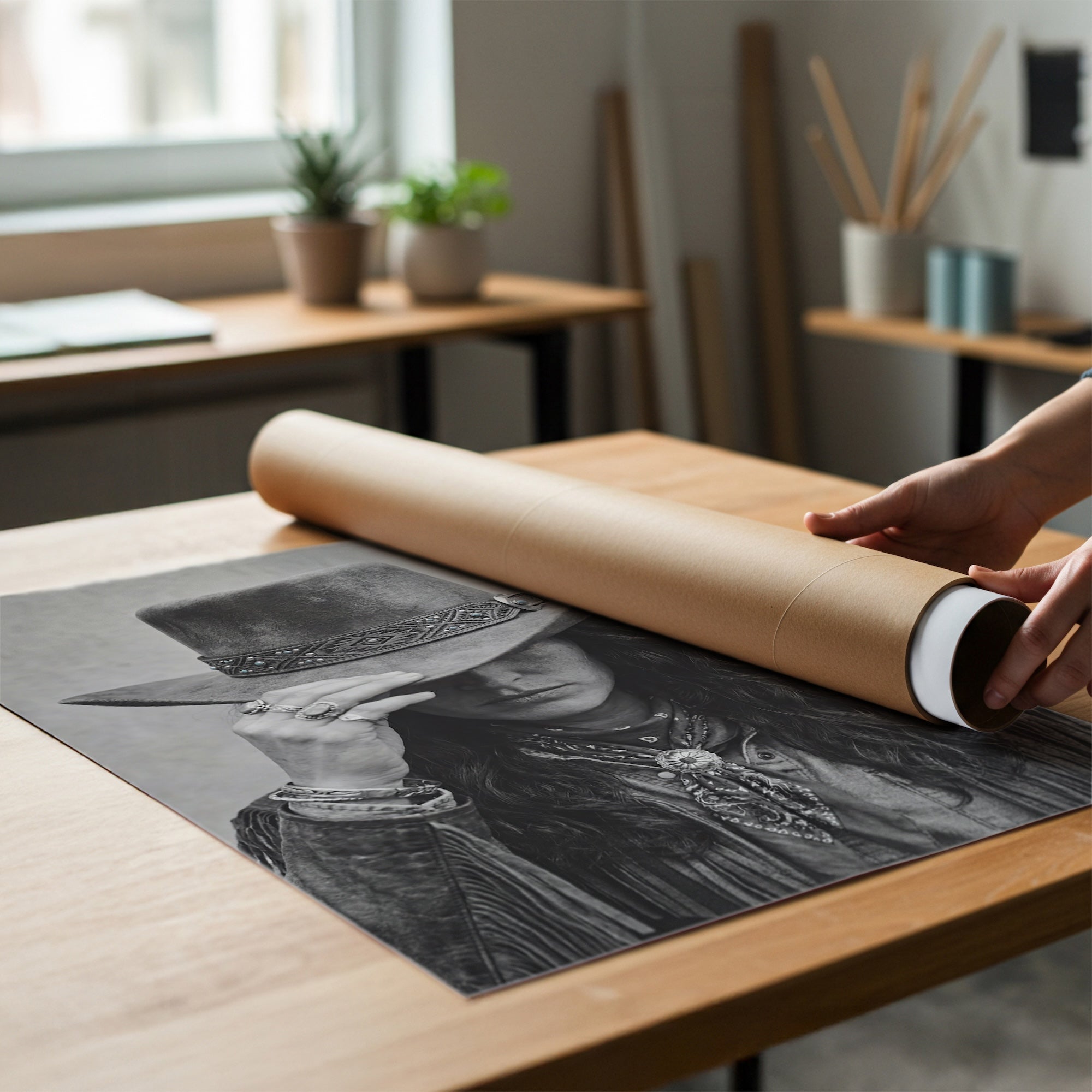 Cowgirl Tipping Her Hat: Western Photo Style Art Print