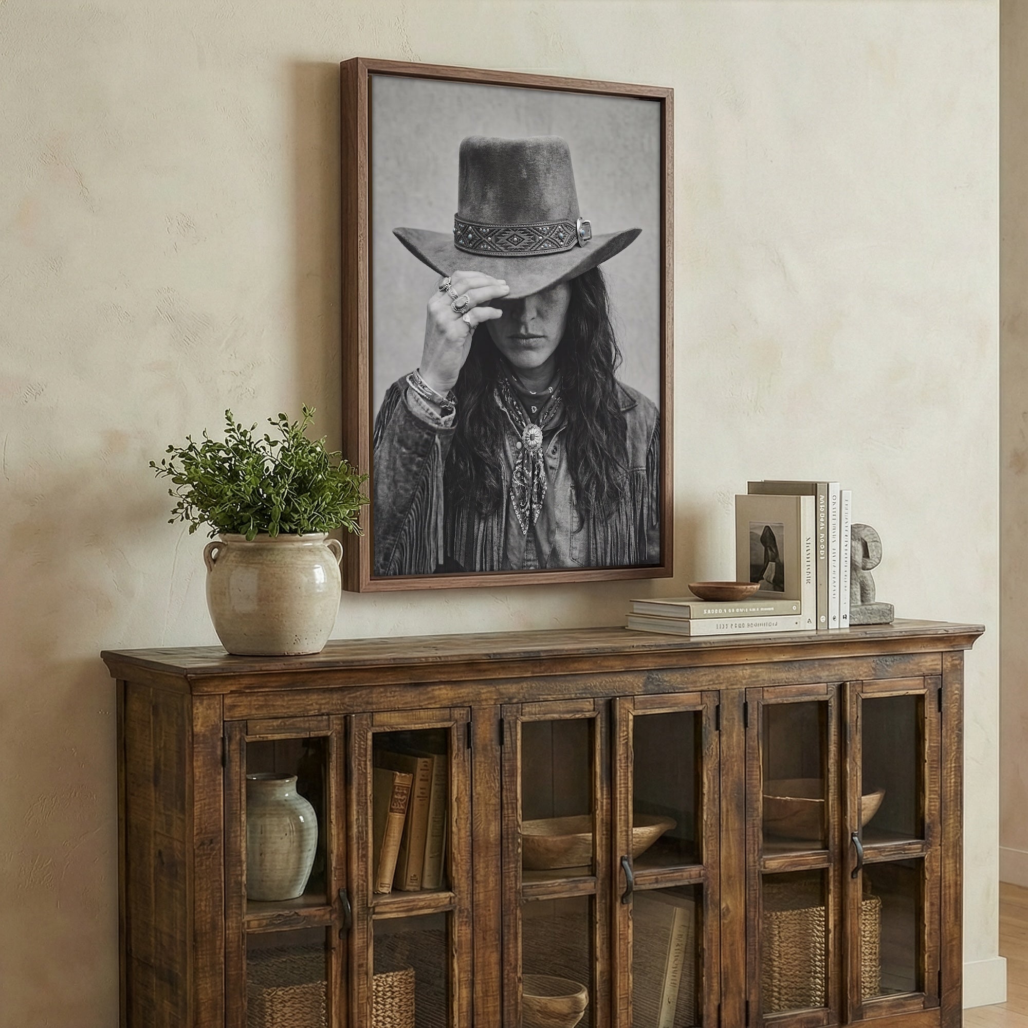 Cowgirl Tipping Her Hat: Western Photo Style Art Print