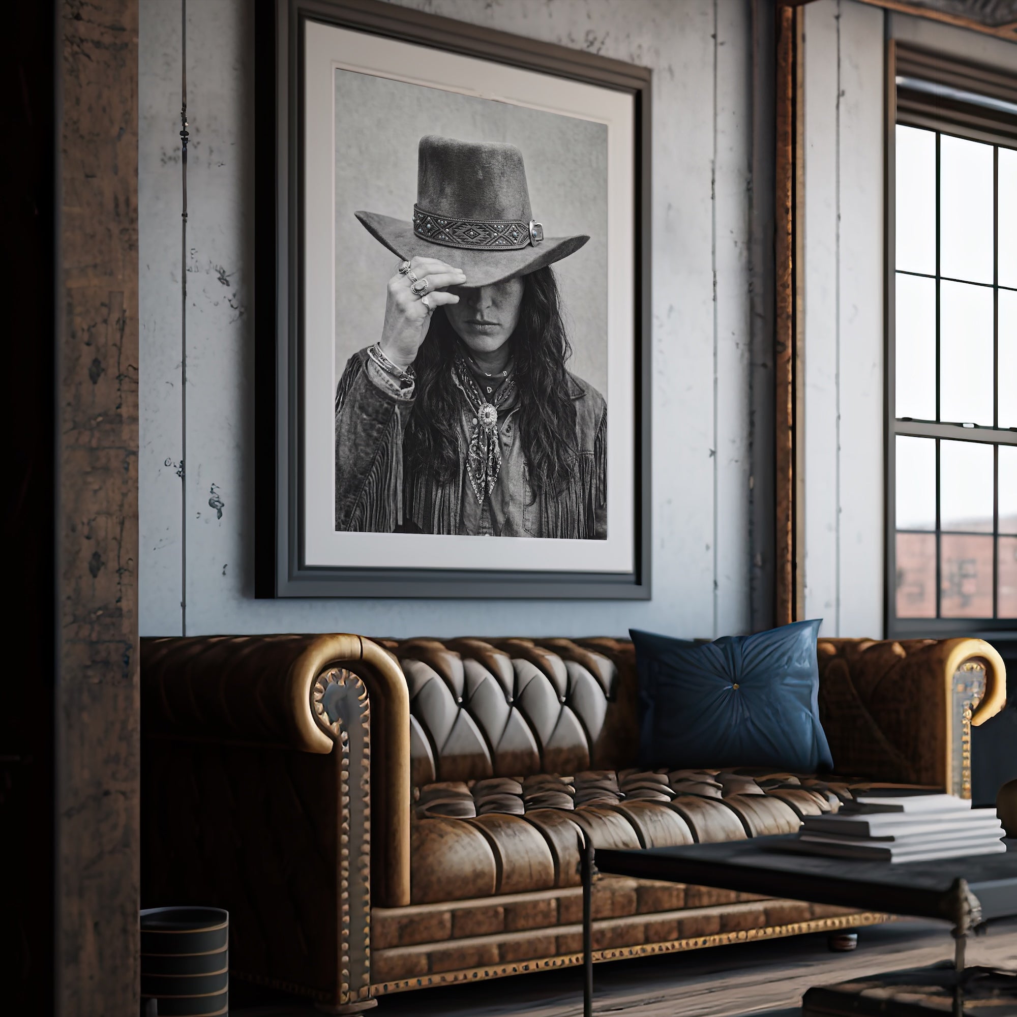 Cowgirl Tipping Her Hat: Western Photo Style Art Print
