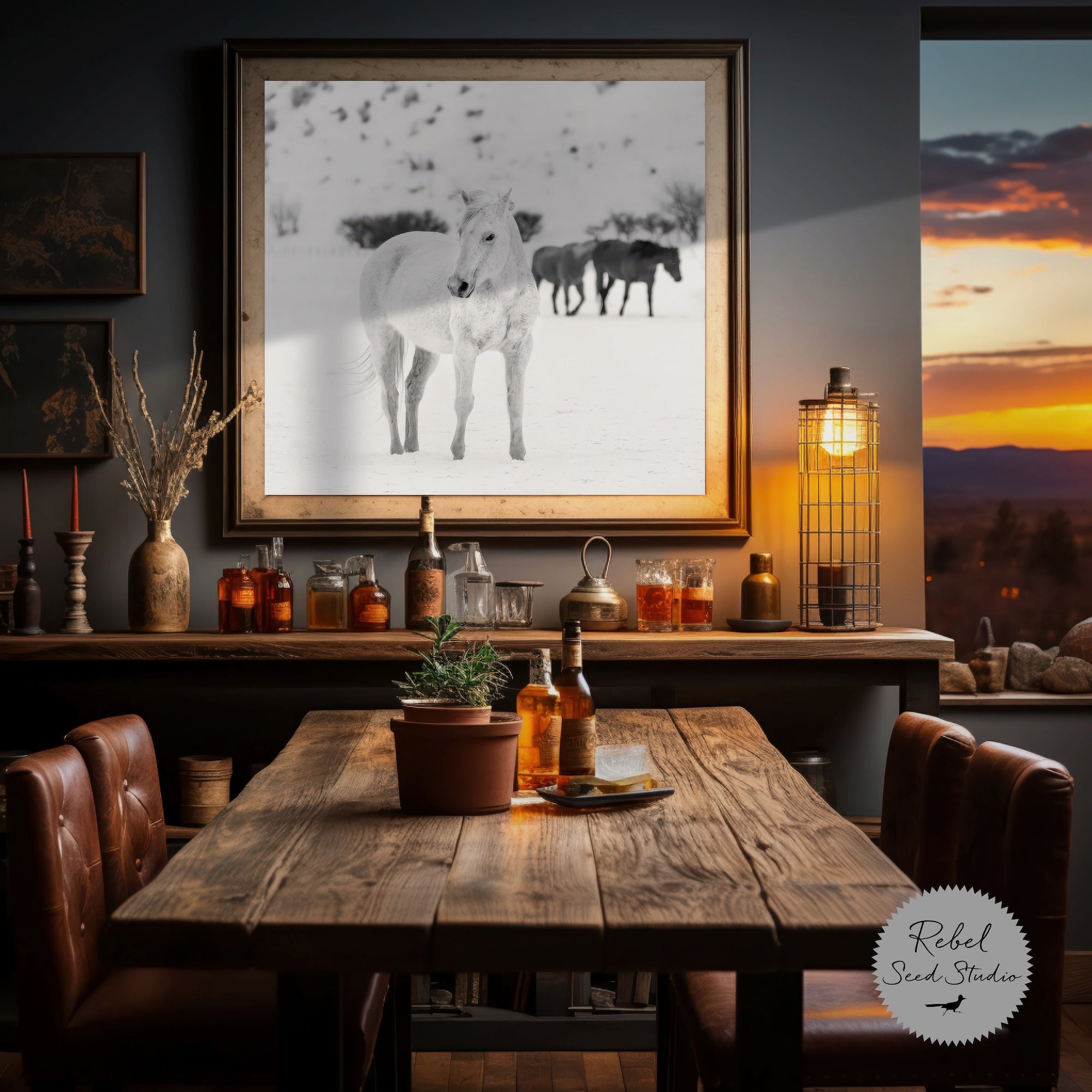 Curious Snow Horse | Western Photograph (Art Print)
