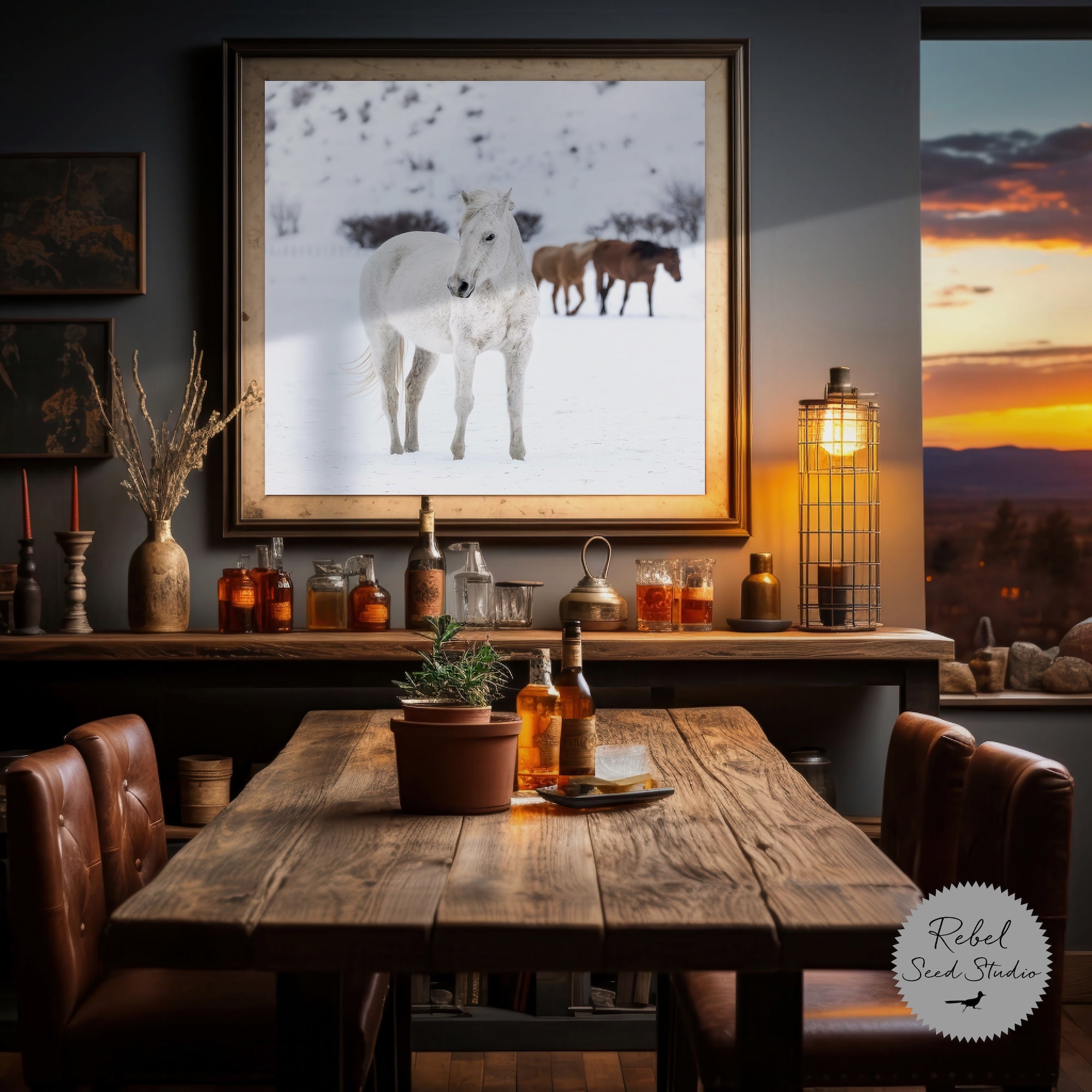 Curious Snow Horse | Western Photograph (Art Print)
