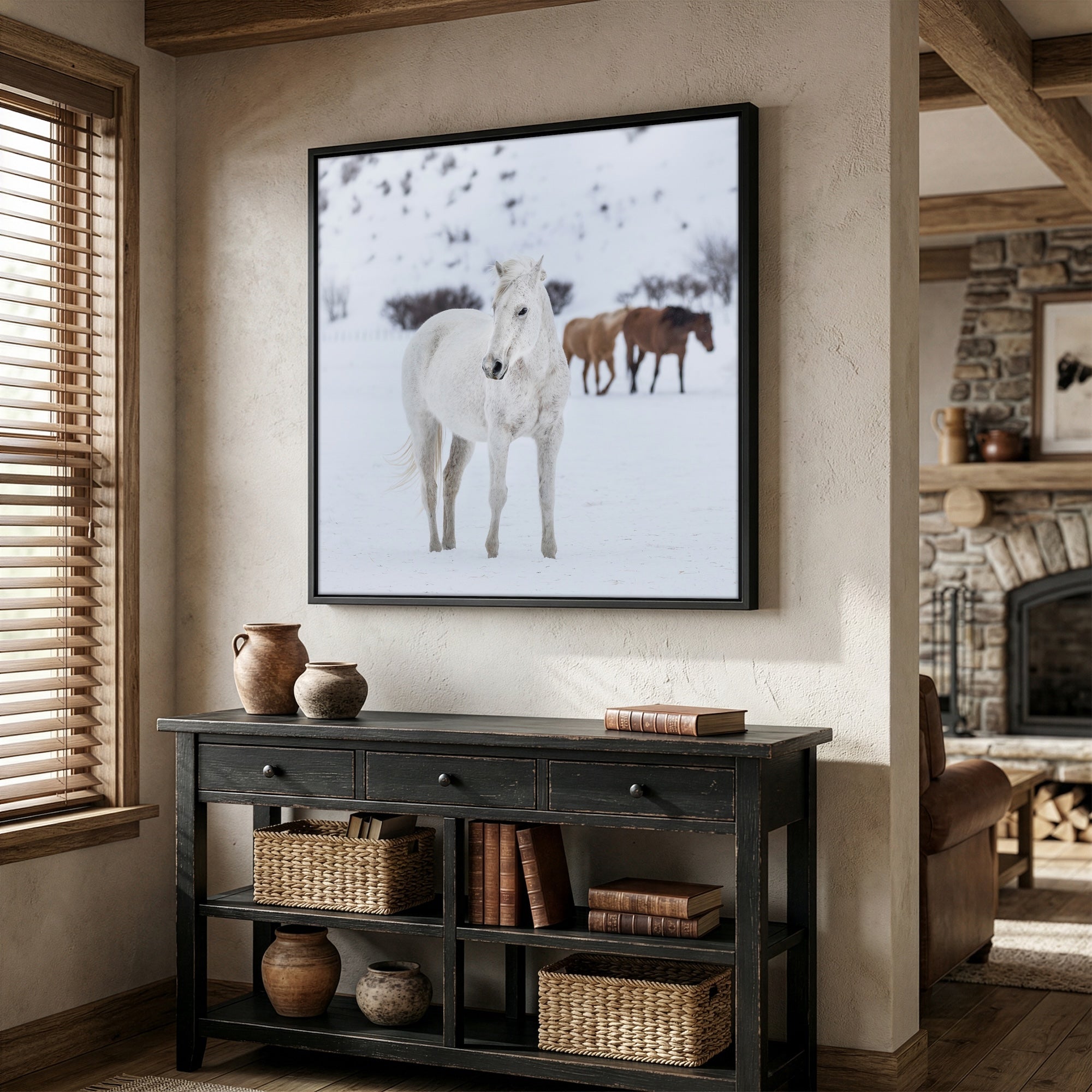 Curious Snow Horse: Whimsical Western Photograph (Art Print)