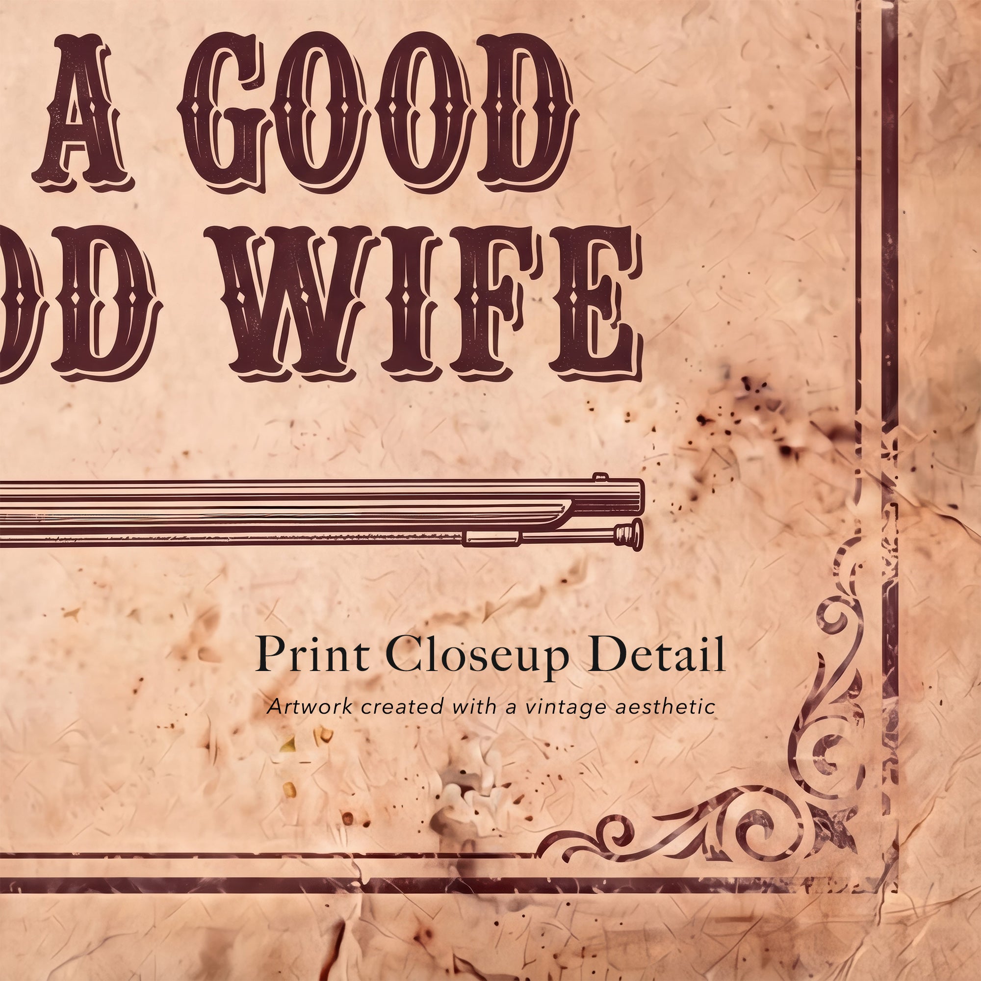 [SOLD OUT] Daniel Boone Quote: All You Need for Happiness Is a Good Gun, a Good Horse, and a Good Wife - Funny Vintage Old West Art Print