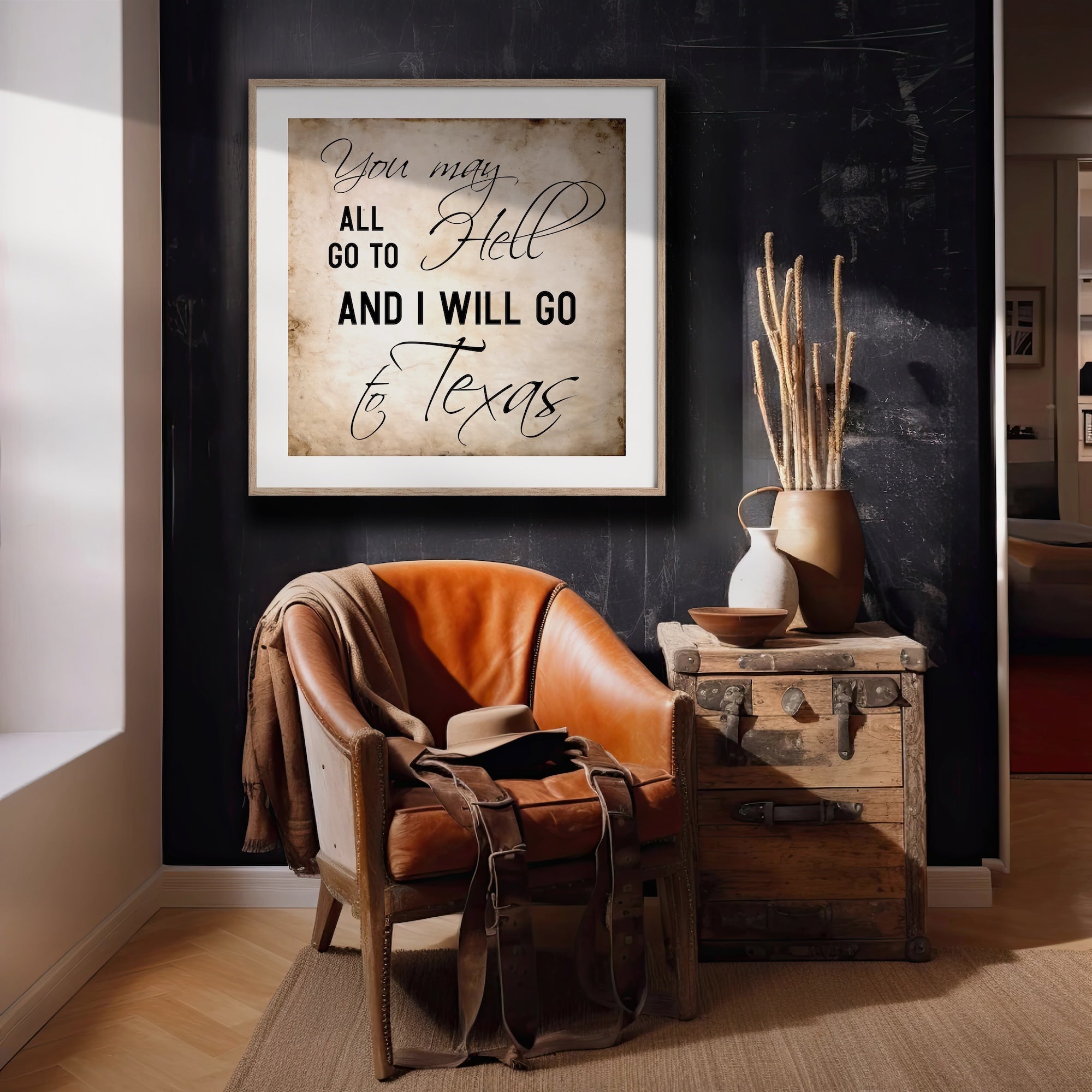 Davy Crockett Quote: You May All To Hell And I Will Go To Texas (Ready-to-Frame Fine Art Poster Print)
