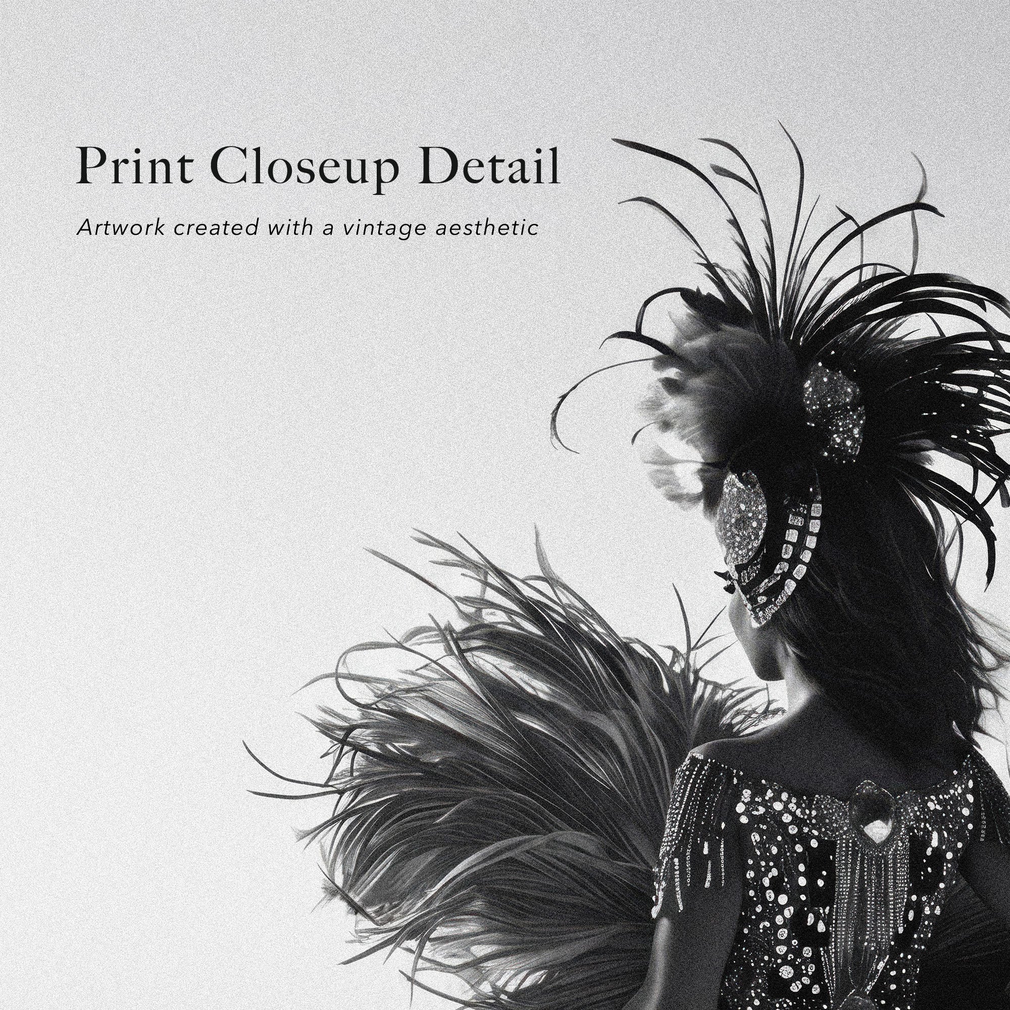 Las Vegas Showgirl: Black & White Desert Art Print