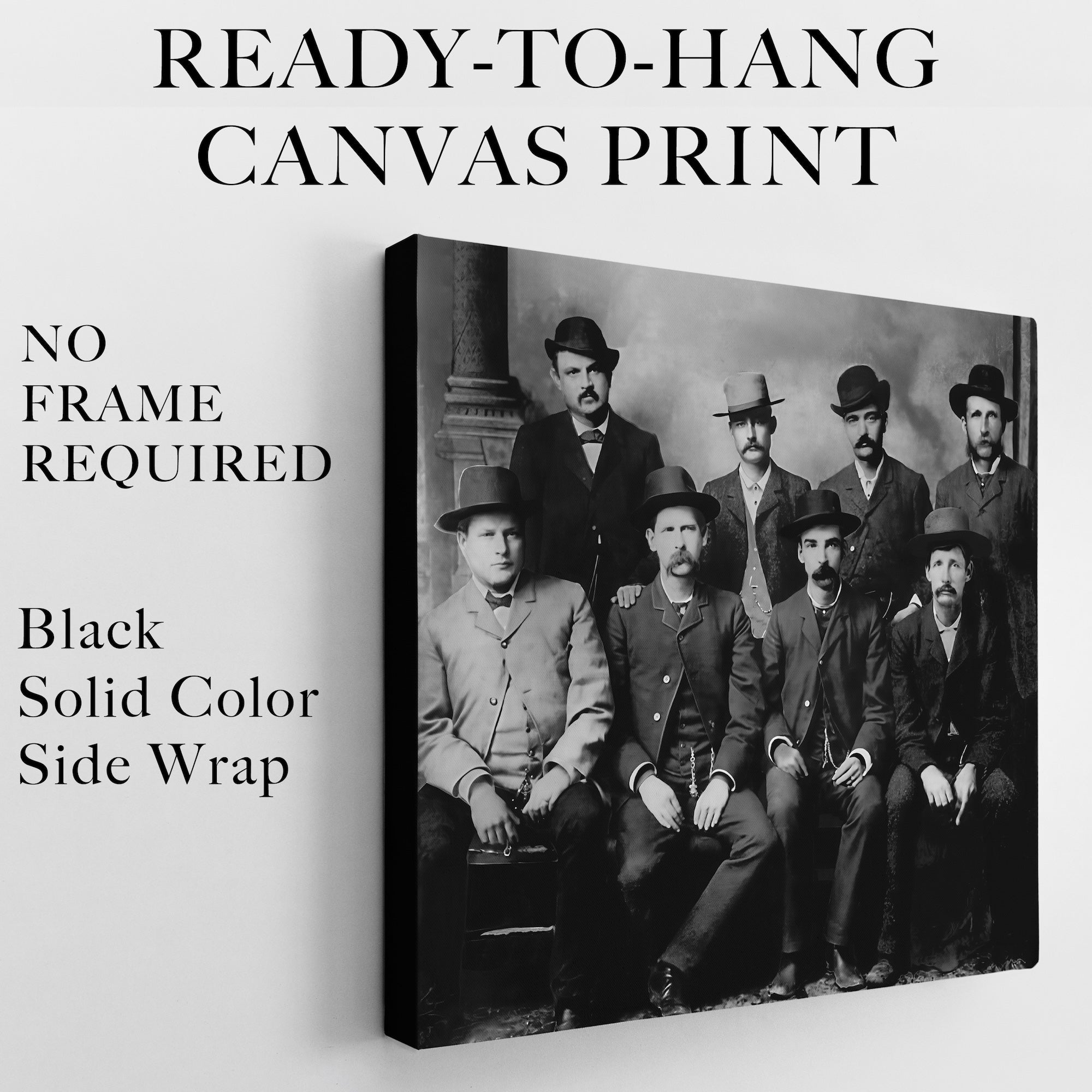 Dodge City Peace Commission: Wyatt Earp, Bat Masterson, Luke Short, Charlie Bassett - Vintage Old West Black & White Photograph (Art Print)