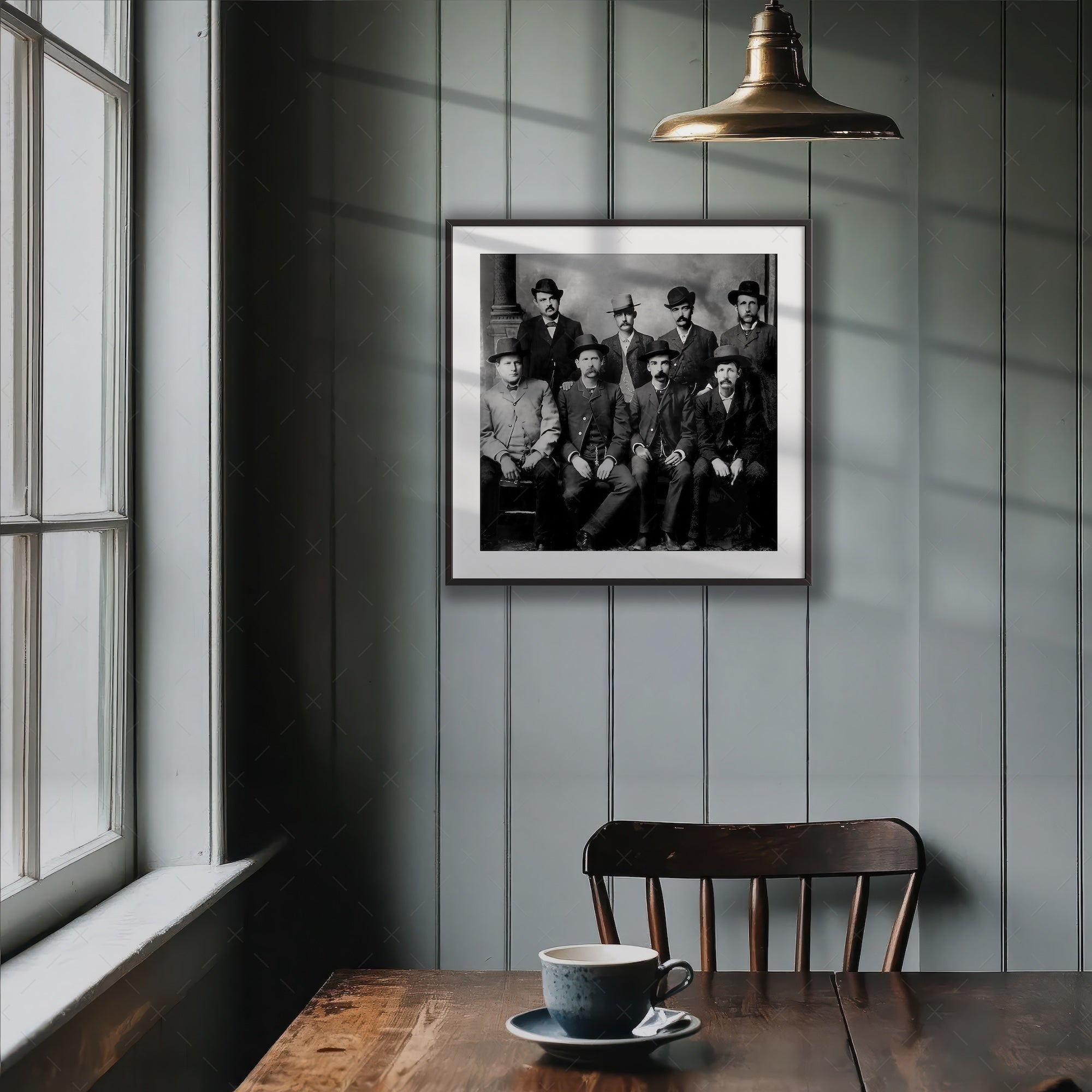 Dodge City Peace Commission: Wyatt Earp, Bat Masterson, Luke Short, Charlie Bassett - Vintage Old West Black & White Photograph (Art Print)