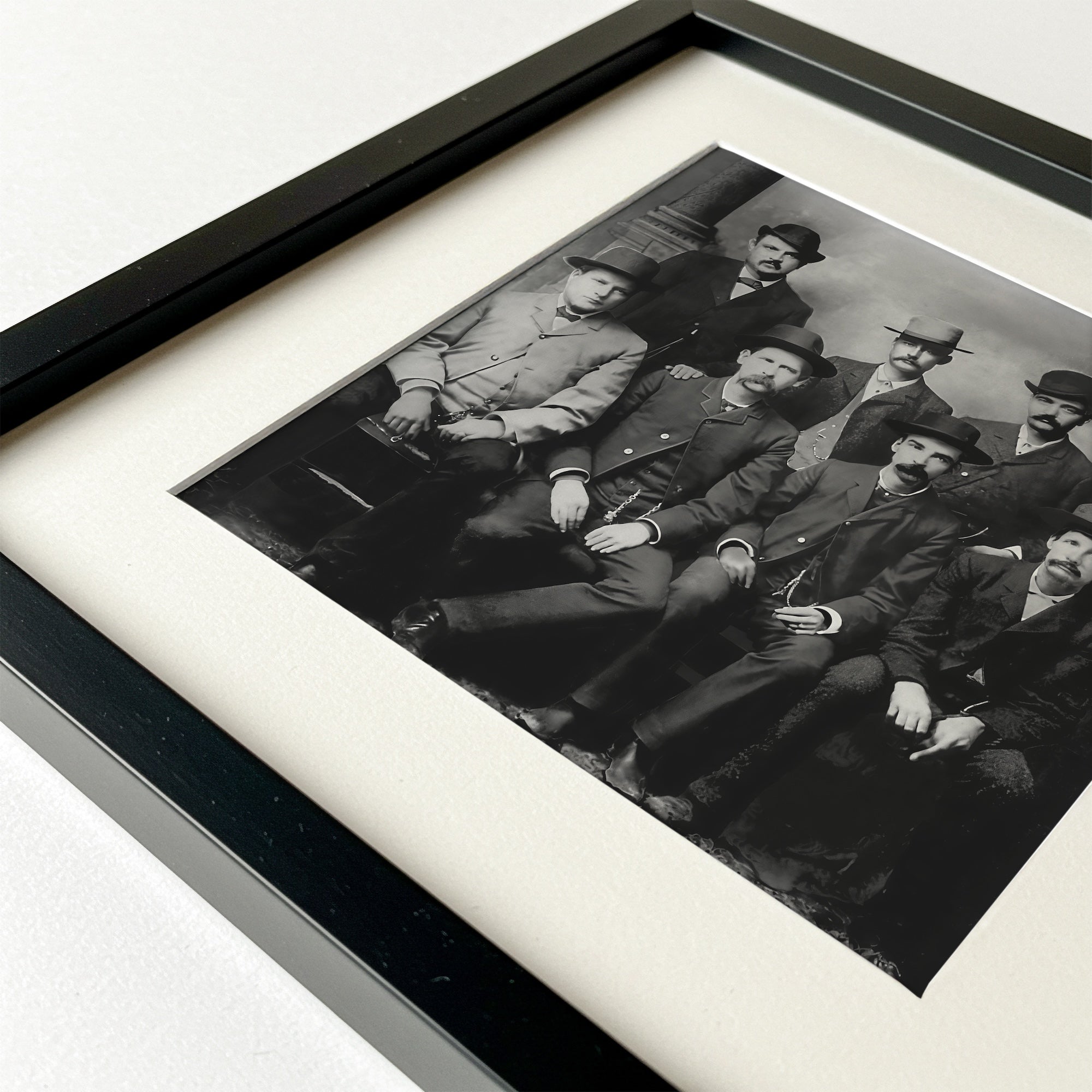 Dodge City Peace Commission: Wyatt Earp, Bat Masterson, Luke Short, Charlie Bassett - Vintage Old West Black & White Photograph (Art Print)